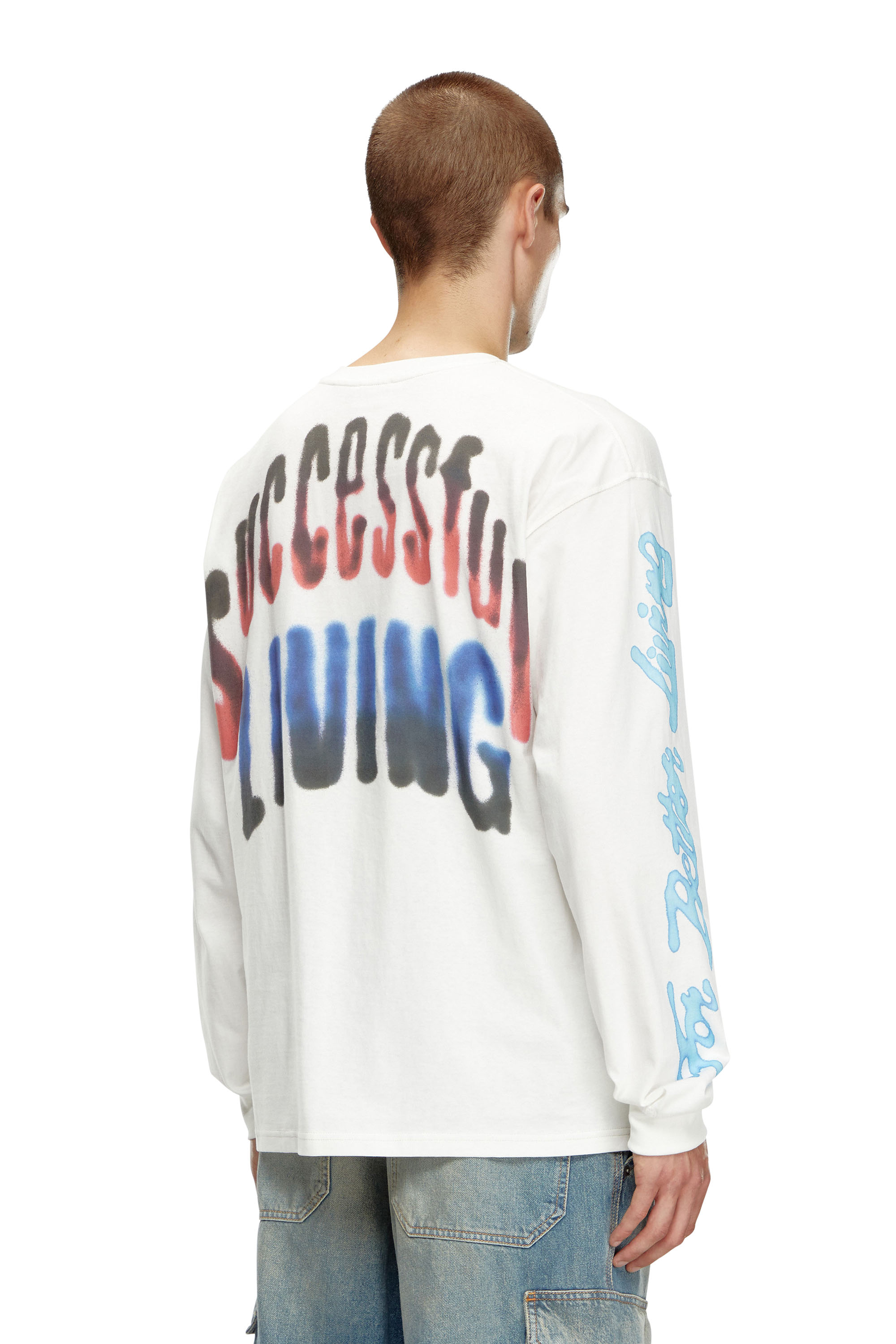 Diesel - T-BOXT-LS-Q15, Man's Long-sleeve T-shirt with logo prints in White - 2