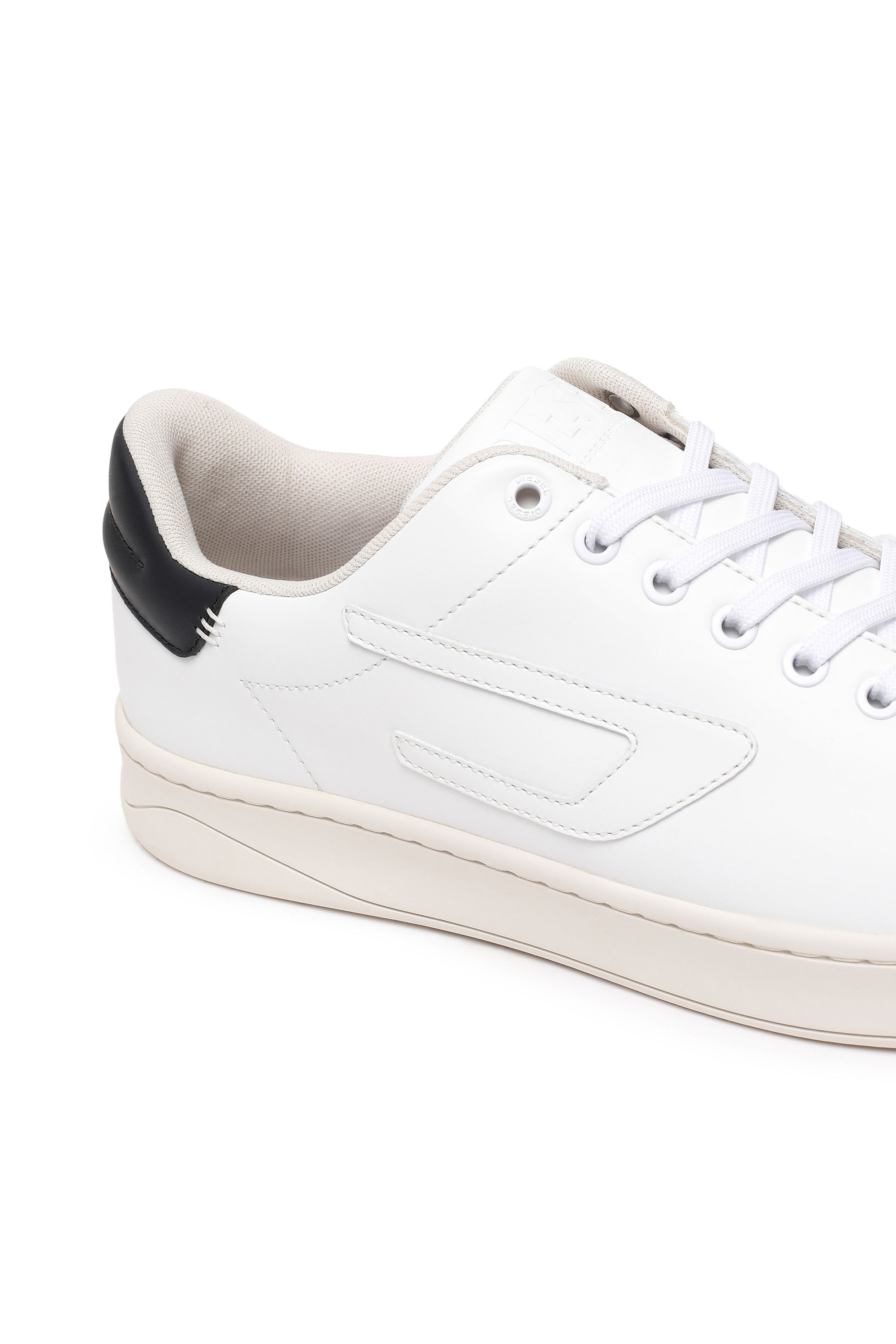 Diesel - S-ATHENE LOW, Man's S-Athene Low-Low-top leather sneakers with D patch in White/Black - 6