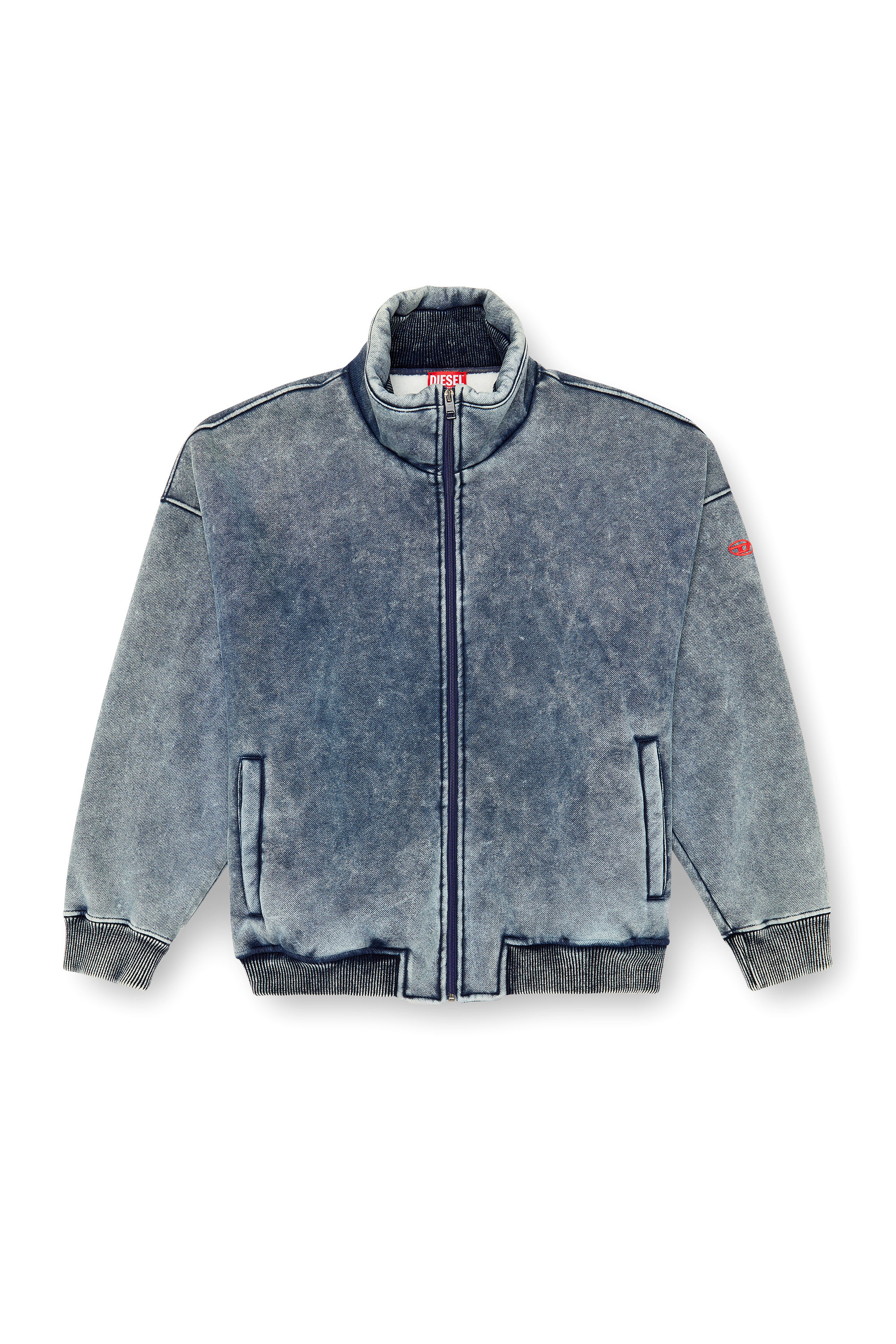 Diesel - S-BATEL, Man's Jacket in teddy-bonded jersey in Medium blue - 6