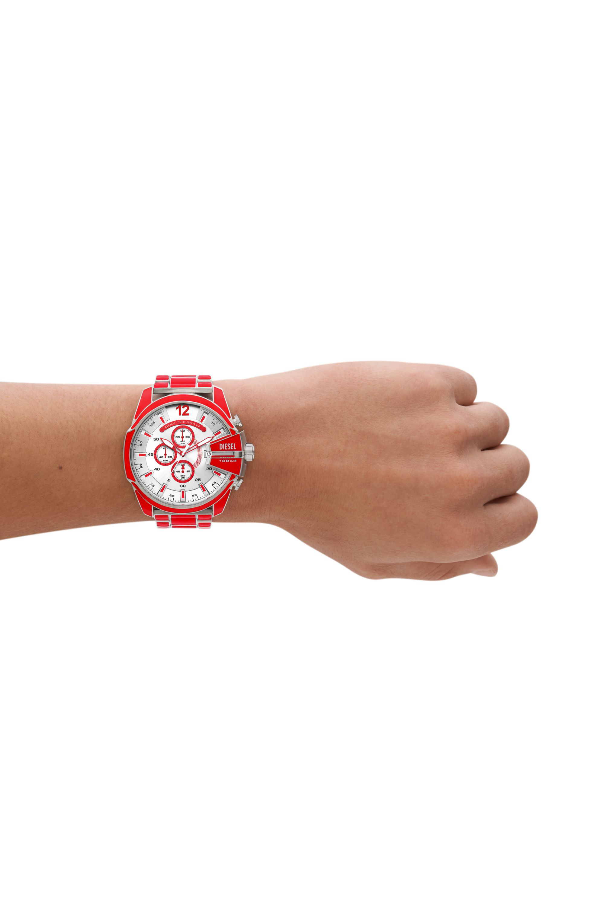 Diesel - DZ4638, Man's Mega Chief red enamel and stainless steel watch in Red - 4