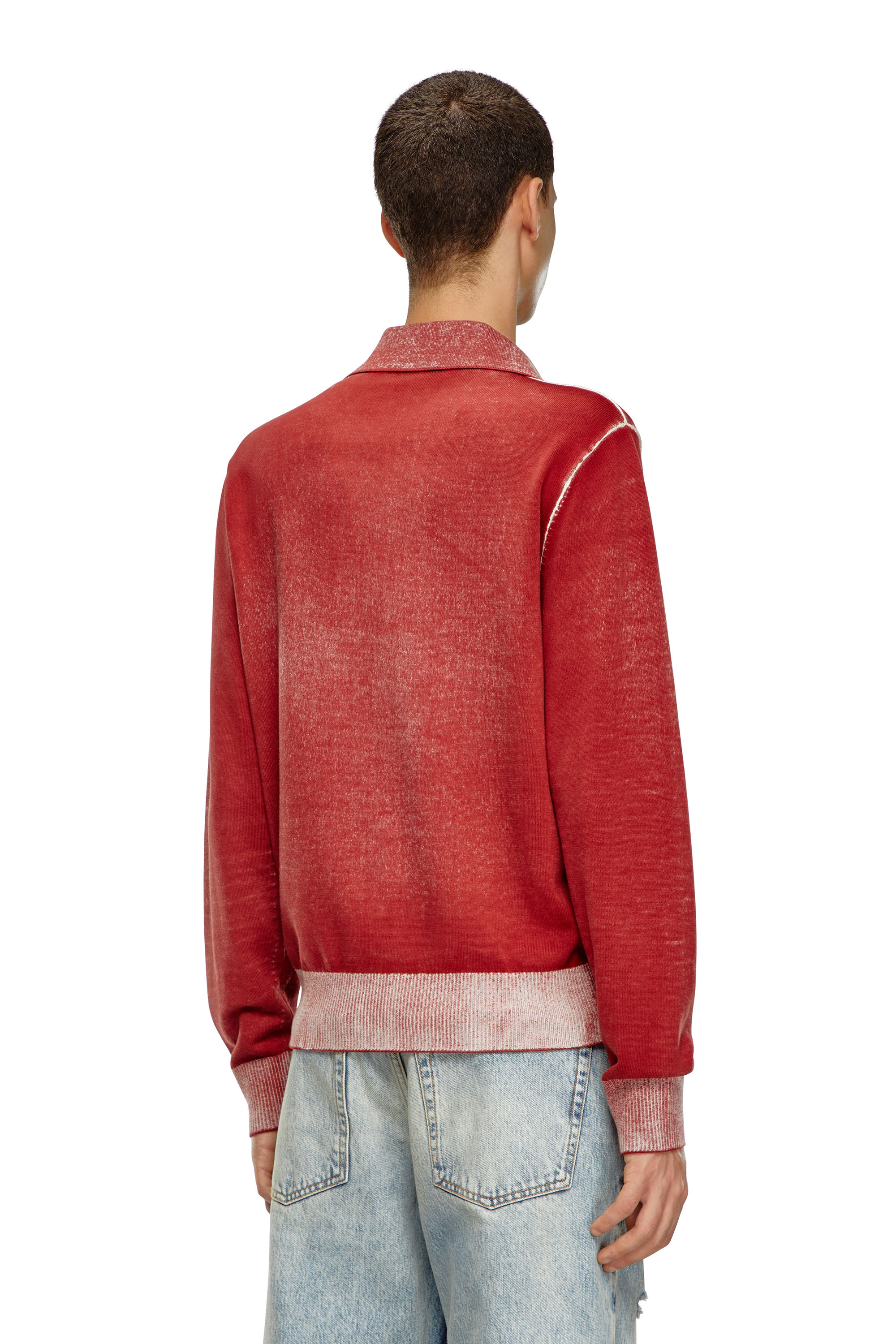 Diesel - K-LORENZO, Man's Reverse-print polo jumper in Red - 3