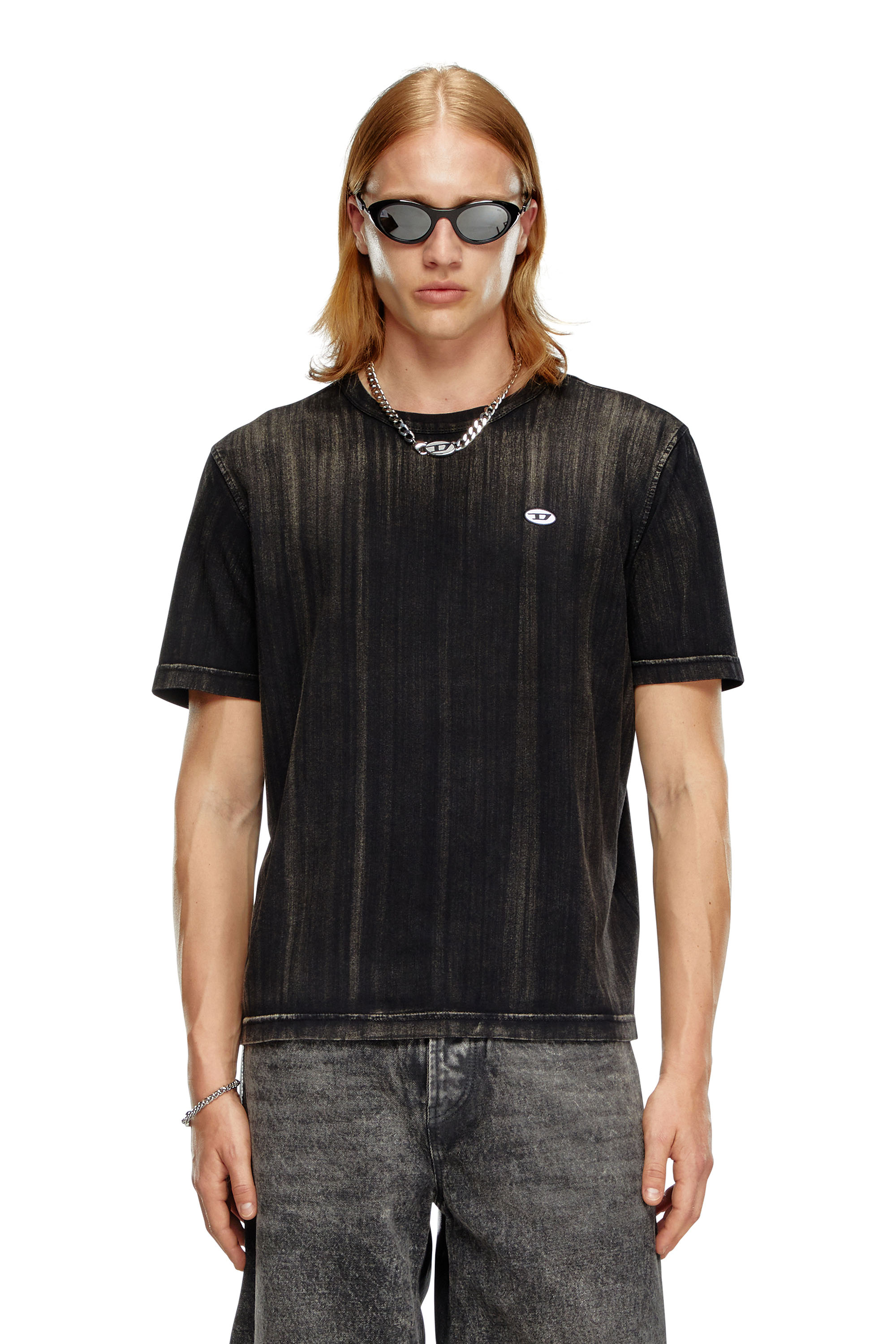 Diesel - T-ADJUST-K8, Camiseta con desteñido a pinceladas Hombre in Negro - 1