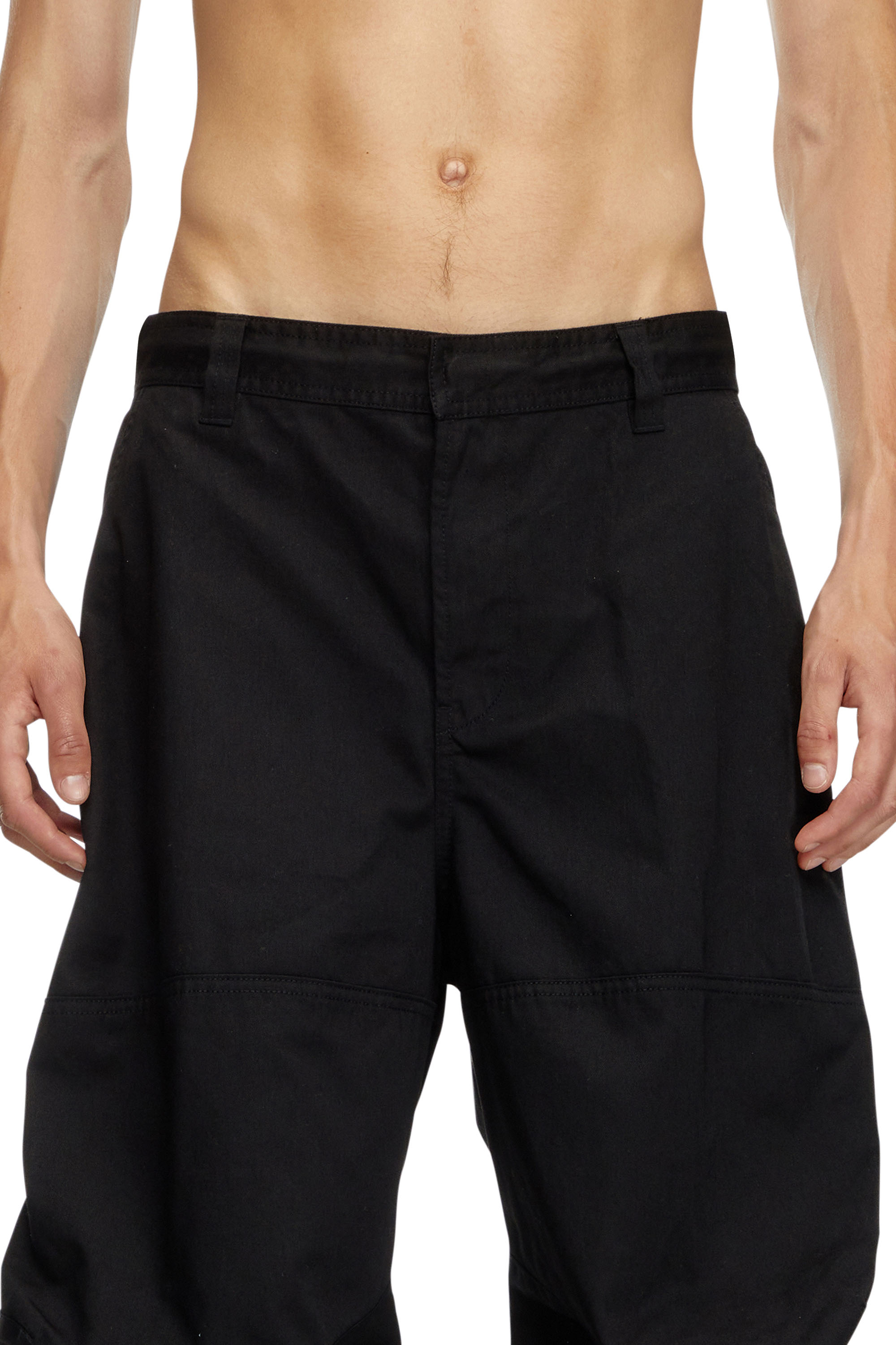 Diesel - P-ARNE-A, Man's Cargo pants in technical cotton twill in Black - 3