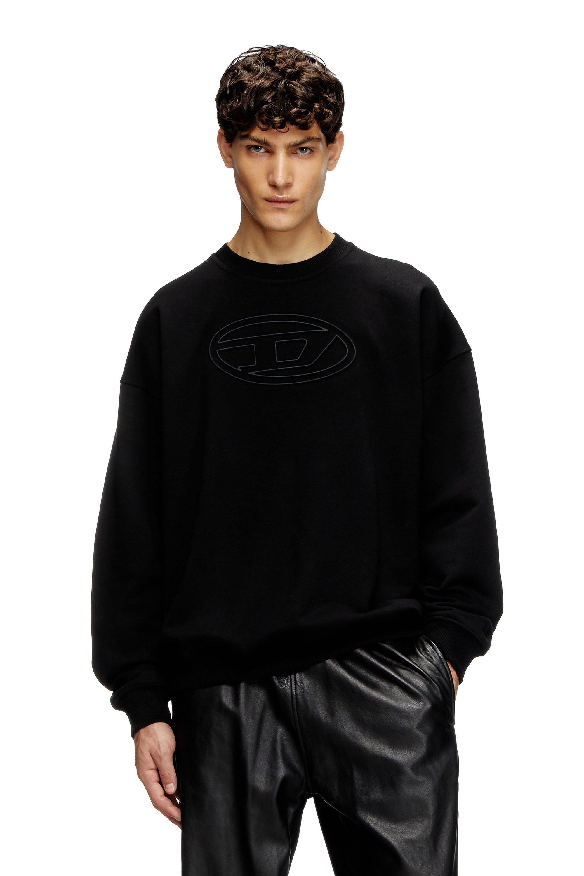 Diesel - S-MART-BIGOVAL, Sudadera con Oval D en relieve Hombre in Negro - 1