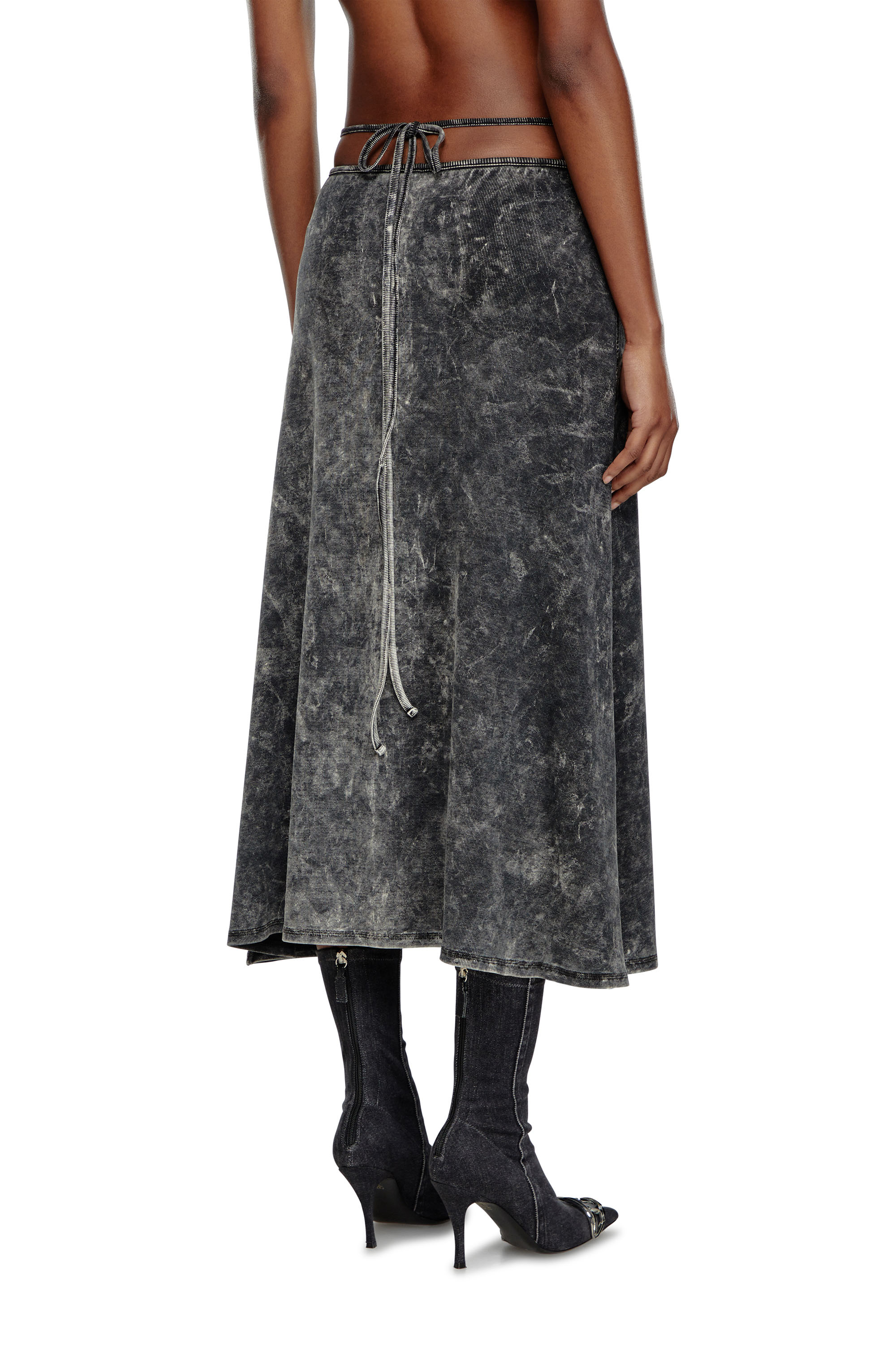 Diesel - O-ROSSI, Woman's Marbled midi skirt with wrap-around ties in Dark grey - 4