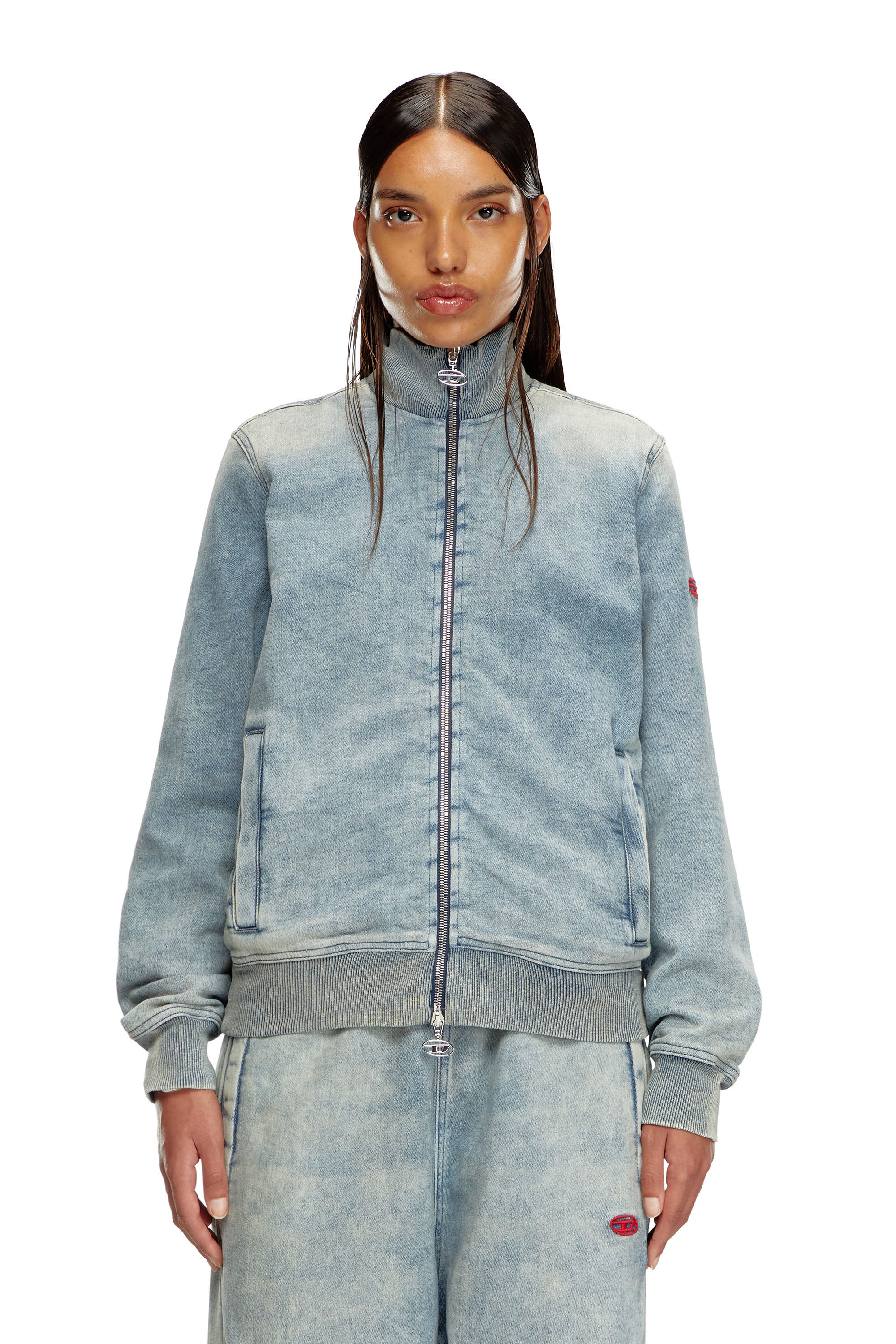 Diesel - D-BUZEE TRACK, Unisex's Zip-up sweater in Track Denim in Light Blue - 1