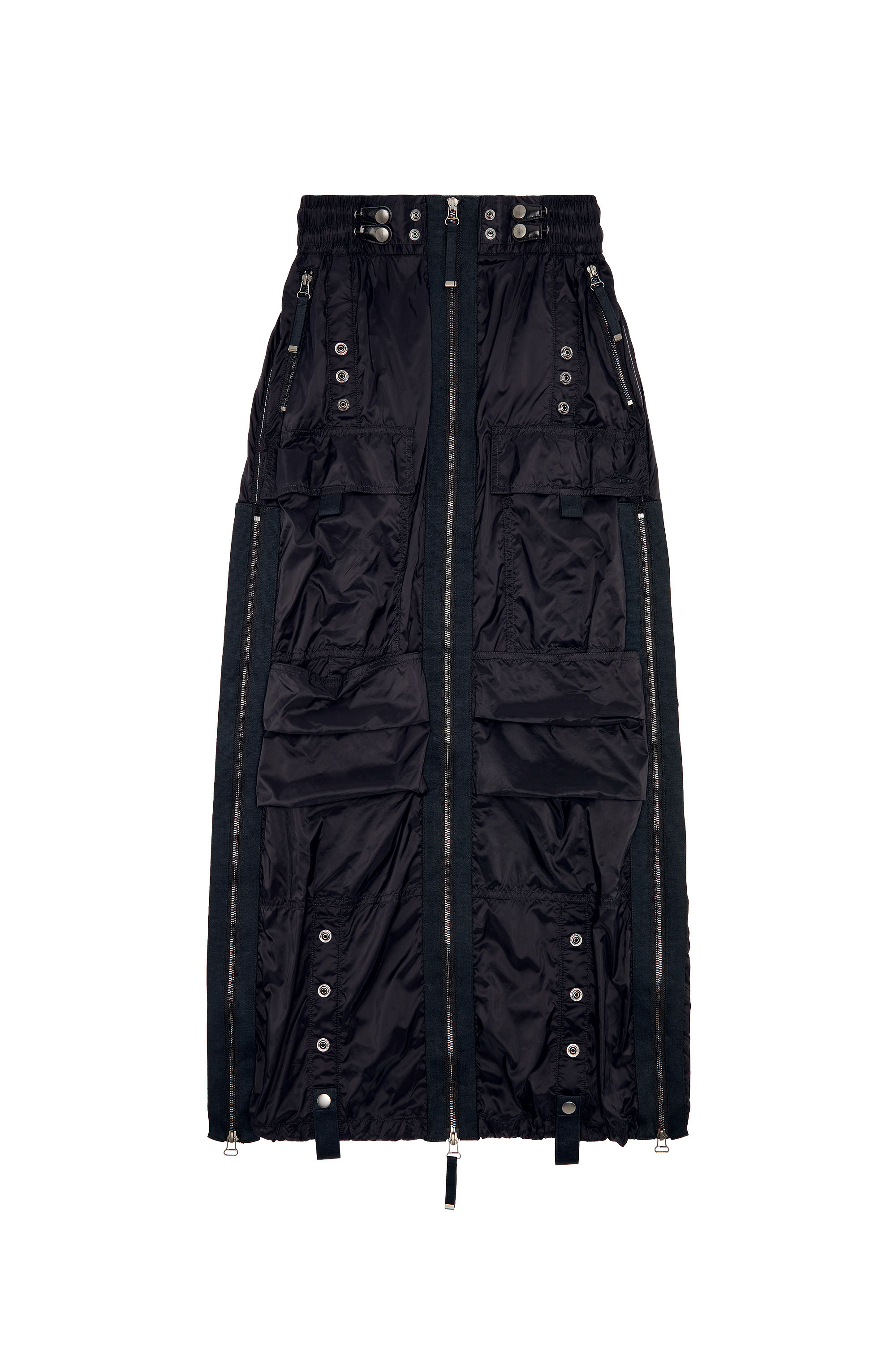 Diesel - O-CREP, Woman's Long skirt with cargo pockets in Black - 3