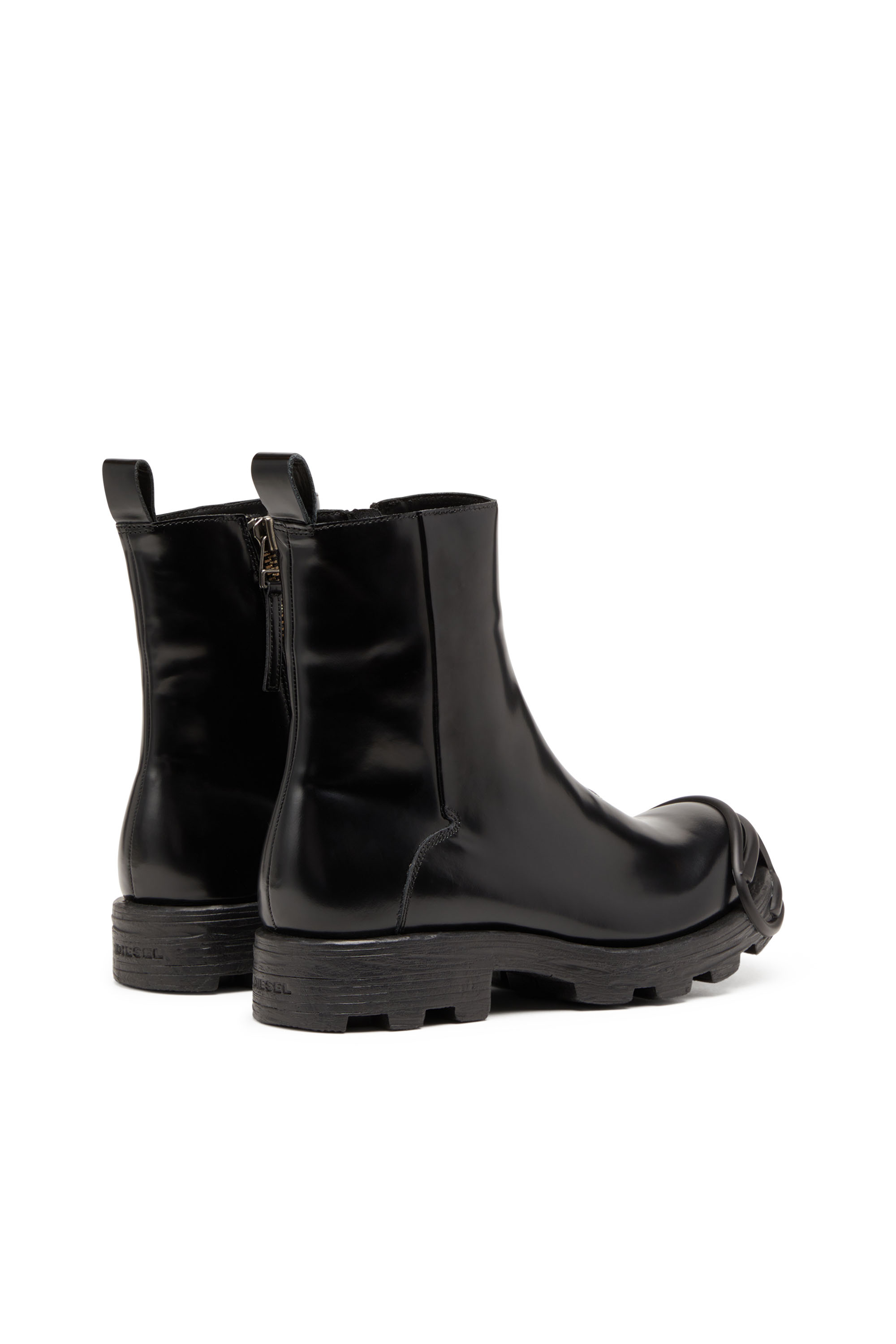 Diesel - D-HAMMER BT ZIP D, Man's D-Hammer-Leather Chelsea boots with Oval D toe caps in Black - 3