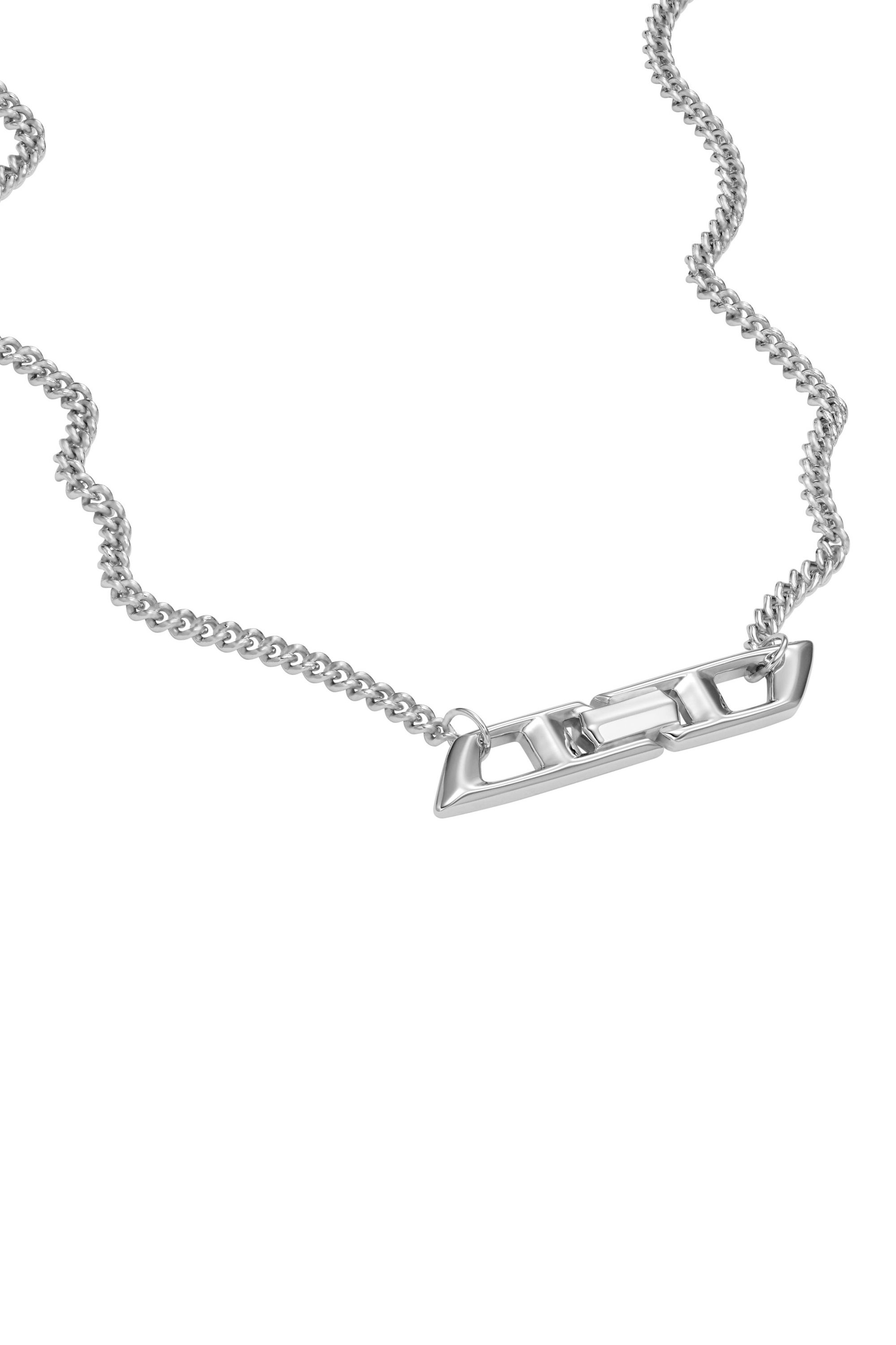 Diesel - DL1351040 STERLING SILVER JEWEL, Unisex's Sterling Silver  D Logo Necklace in Silver - 1