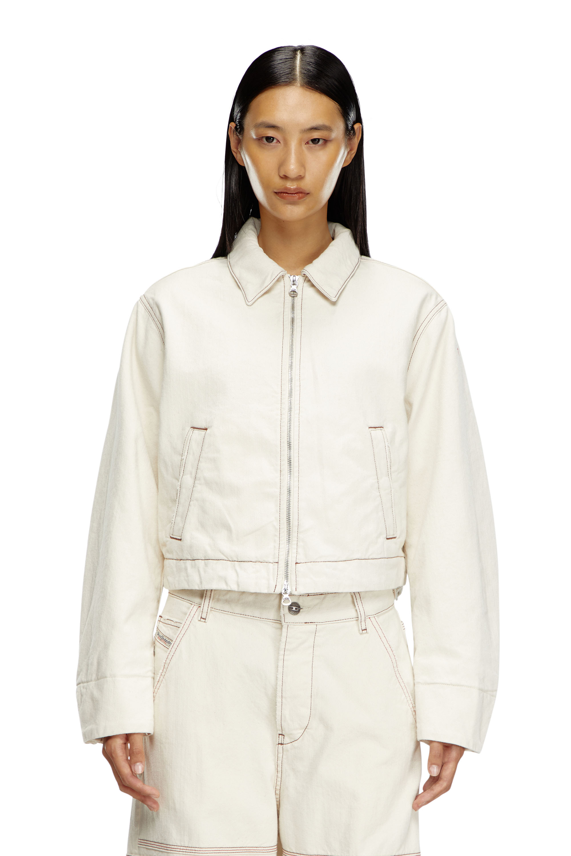 Diesel - DE-NOVA, Woman's Padded jacket in clean-wash denim in White - 5