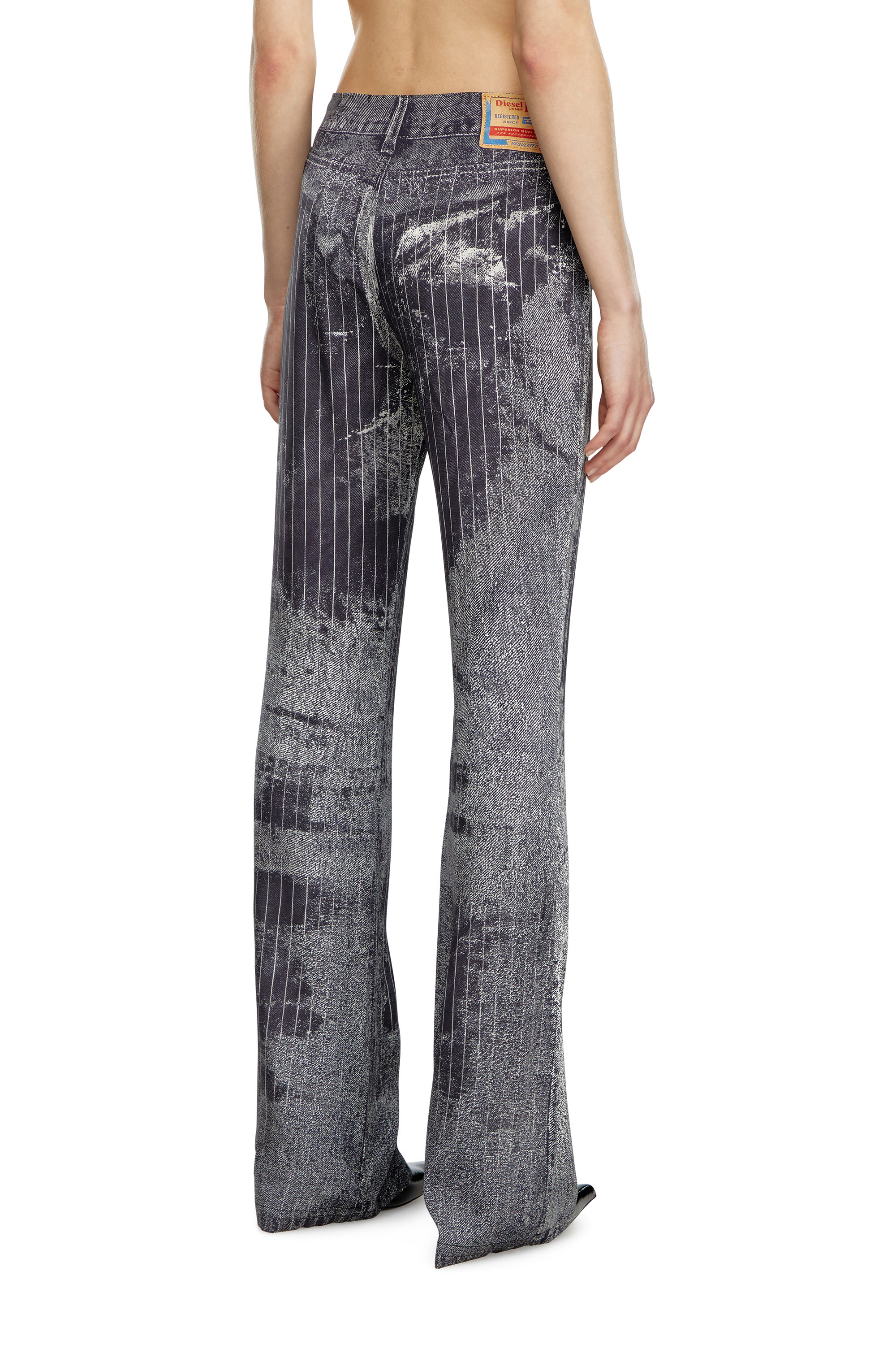 Diesel - P-RETTY, Woman's Bootcut satin pants with pinstripe print in Black - 2