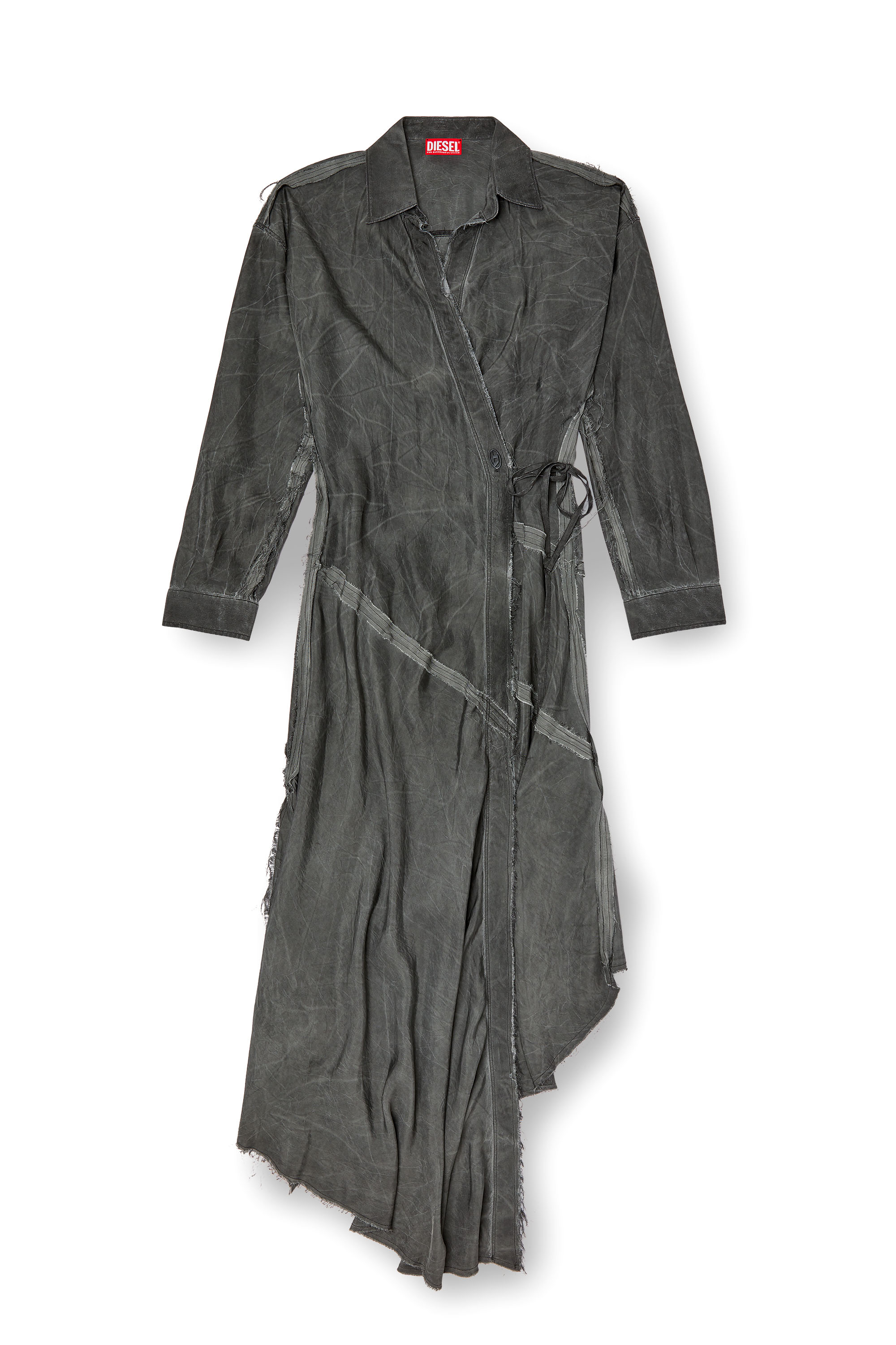 Diesel - D-RAVEN-Q1, Vestido asimétrico de manga larga Mujer in Gris - 5