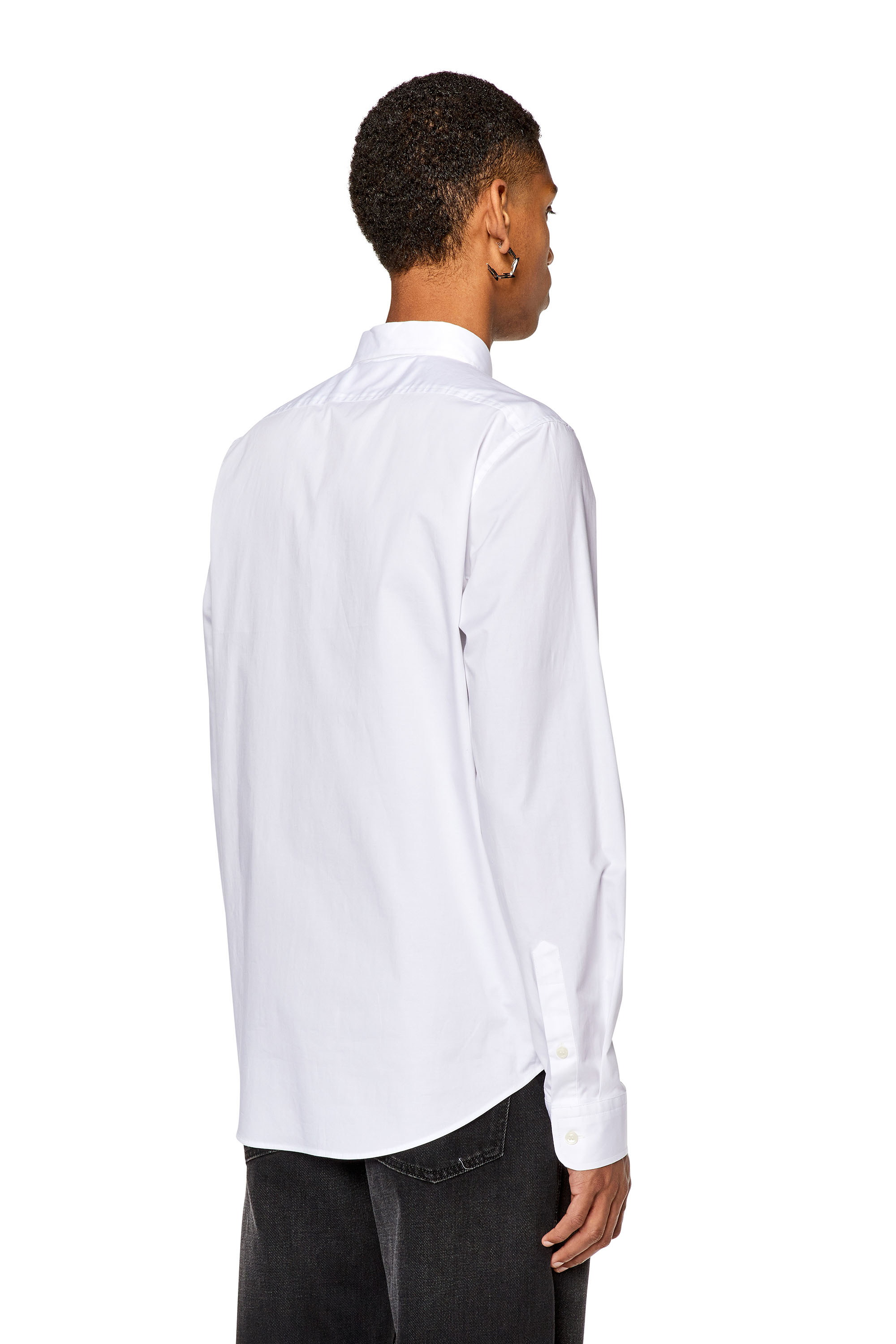 Diesel - S-BENNY-CL, Man's Micro-twill shirt with tonal embroidery in White - 2