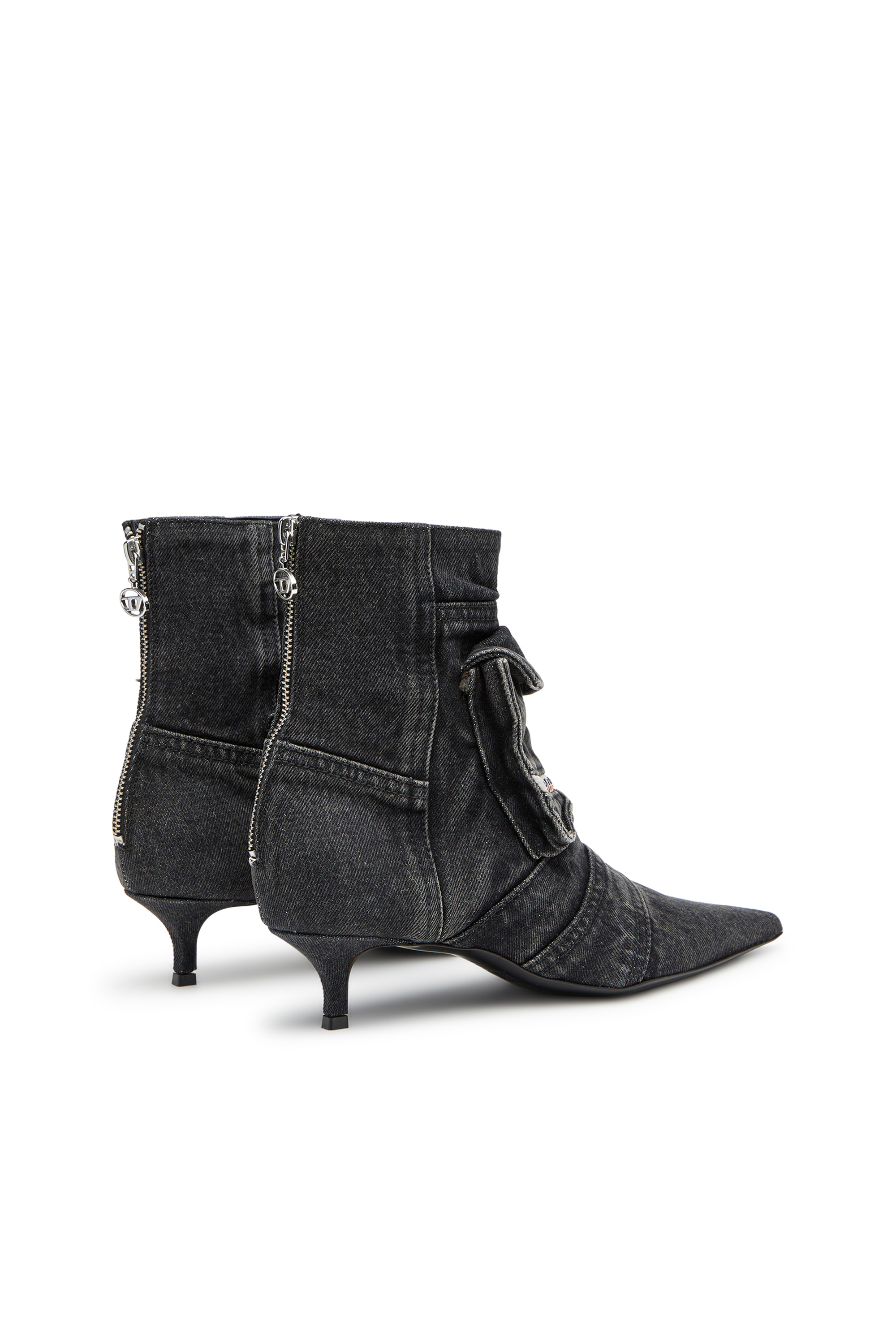 Diesel - D-VENUS POCKET LB, D-Venus-Botines cargo en denim lavado Mujer in Negro - 3