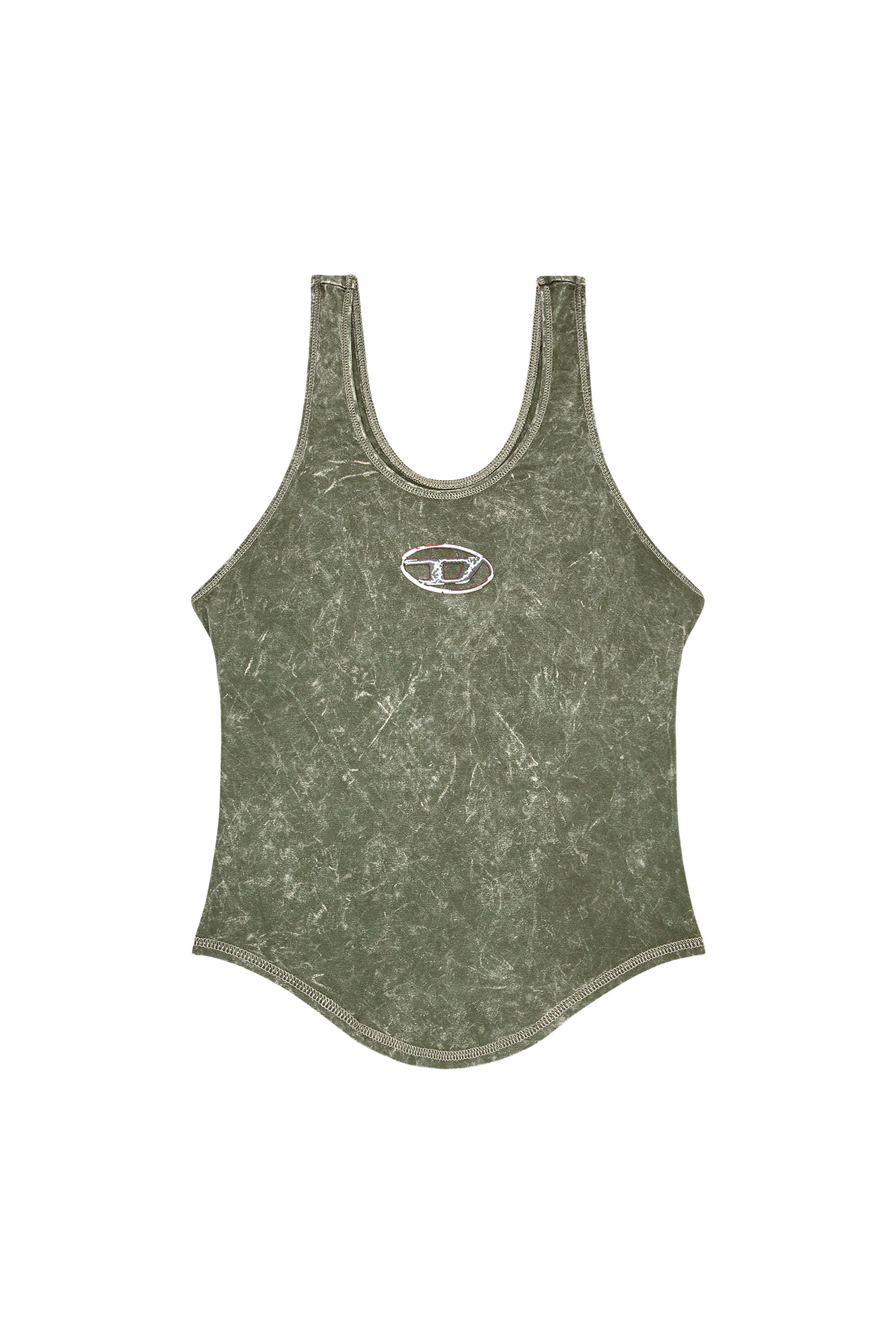 Diesel - T-AVENA-P1, Woman's Open-back top with marbled effect in Olive Green - 3