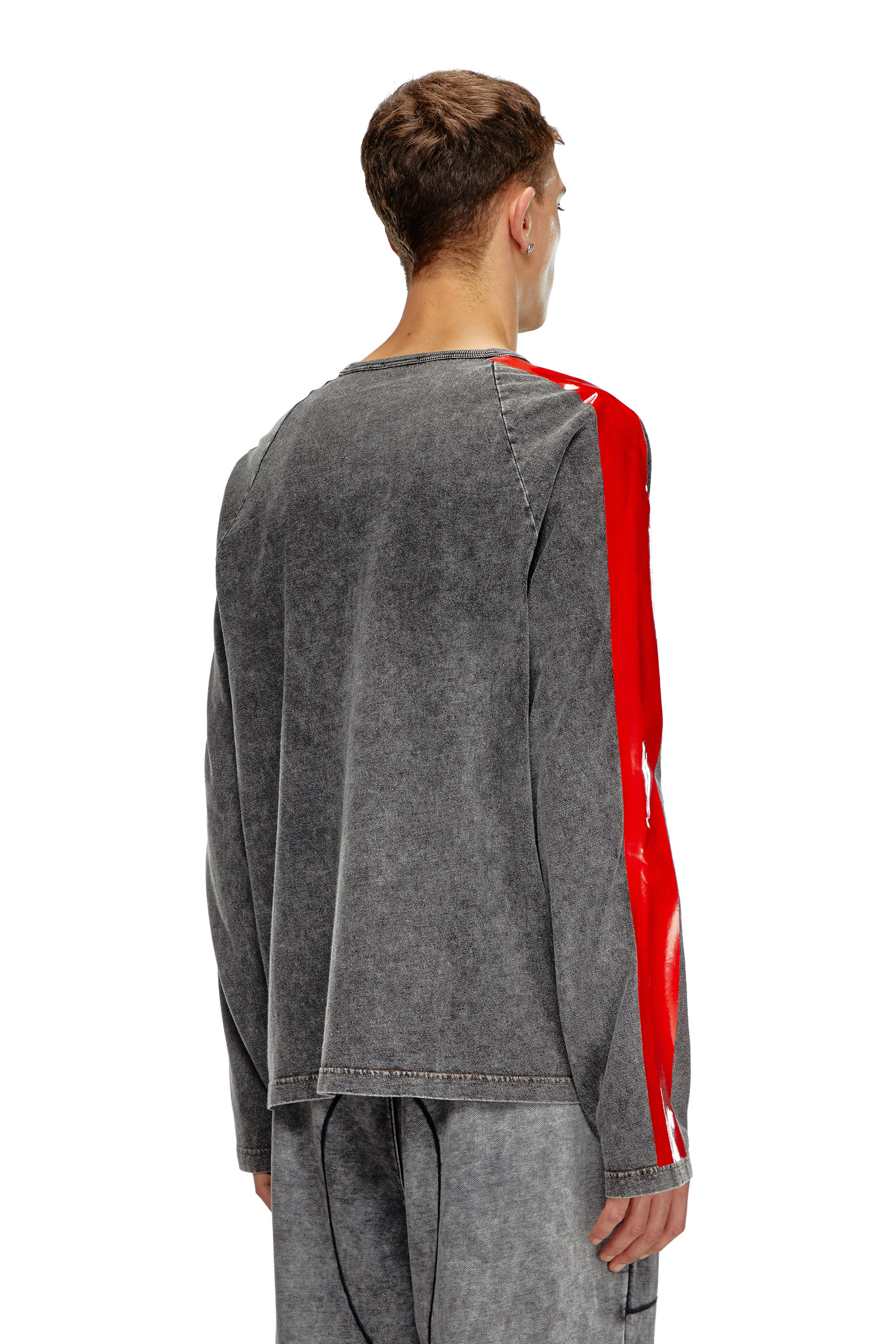 Diesel - T-REDROXT, Man's Long-sleeve T-shirt with glossy bands in Black - 4