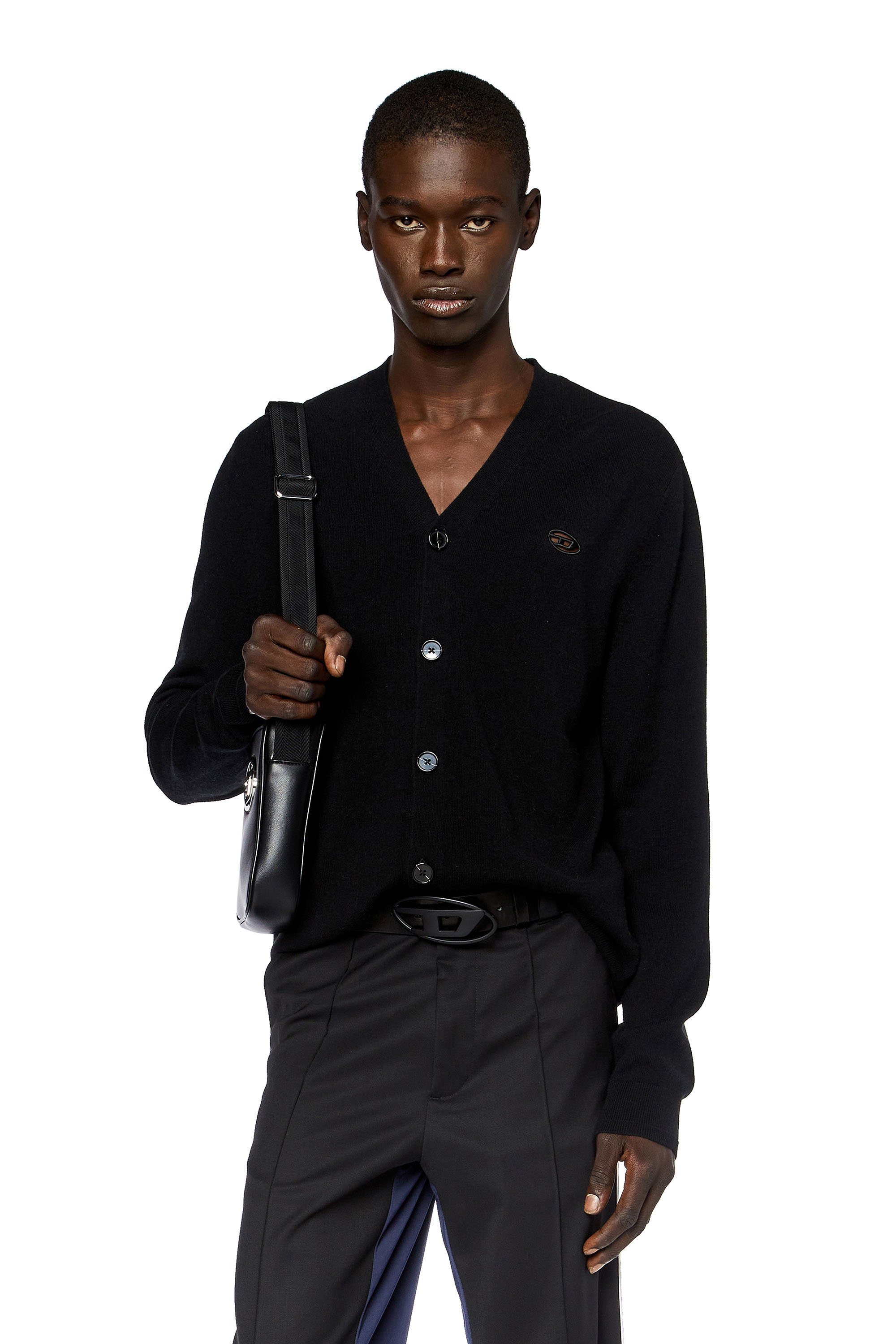 Diesel - K-ZANNIS, Man's Wool and cashmere cardigan in Black - 1