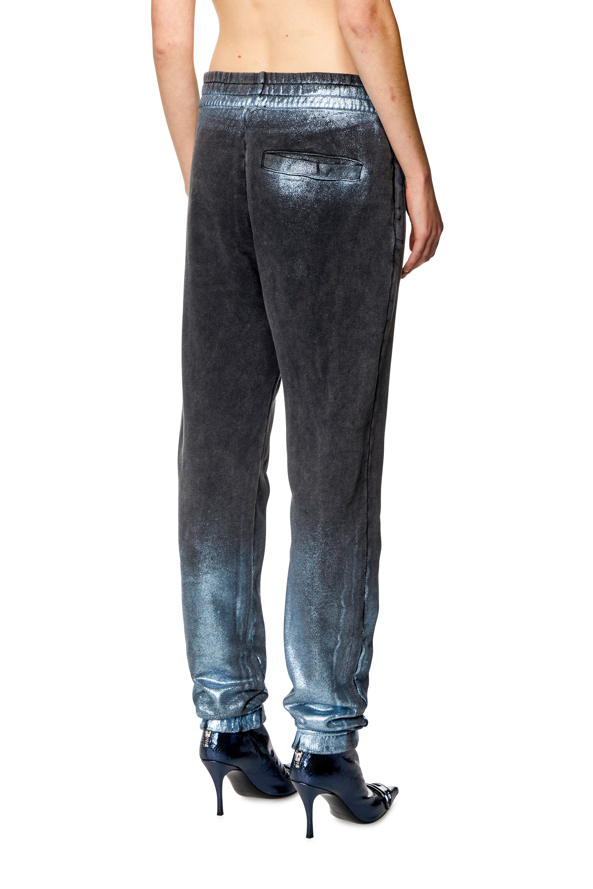 Diesel - P-LEB, Woman's Faded metallic sweatpants in Black/Blue - 3