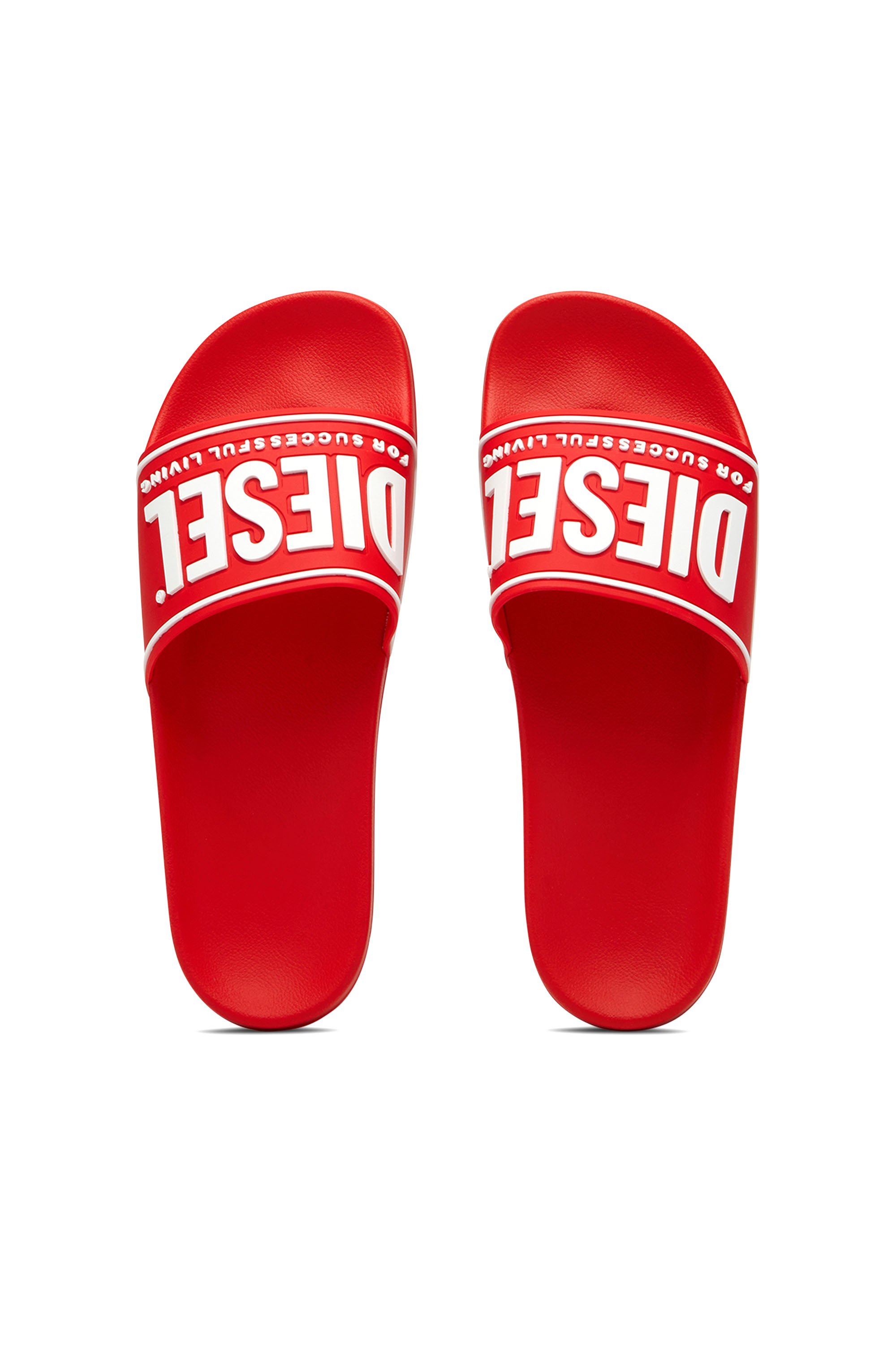 Diesel - SA-MAYEMI CC, Man's Sa-Mayemi-Pool slides with 3D logo in Red - 5