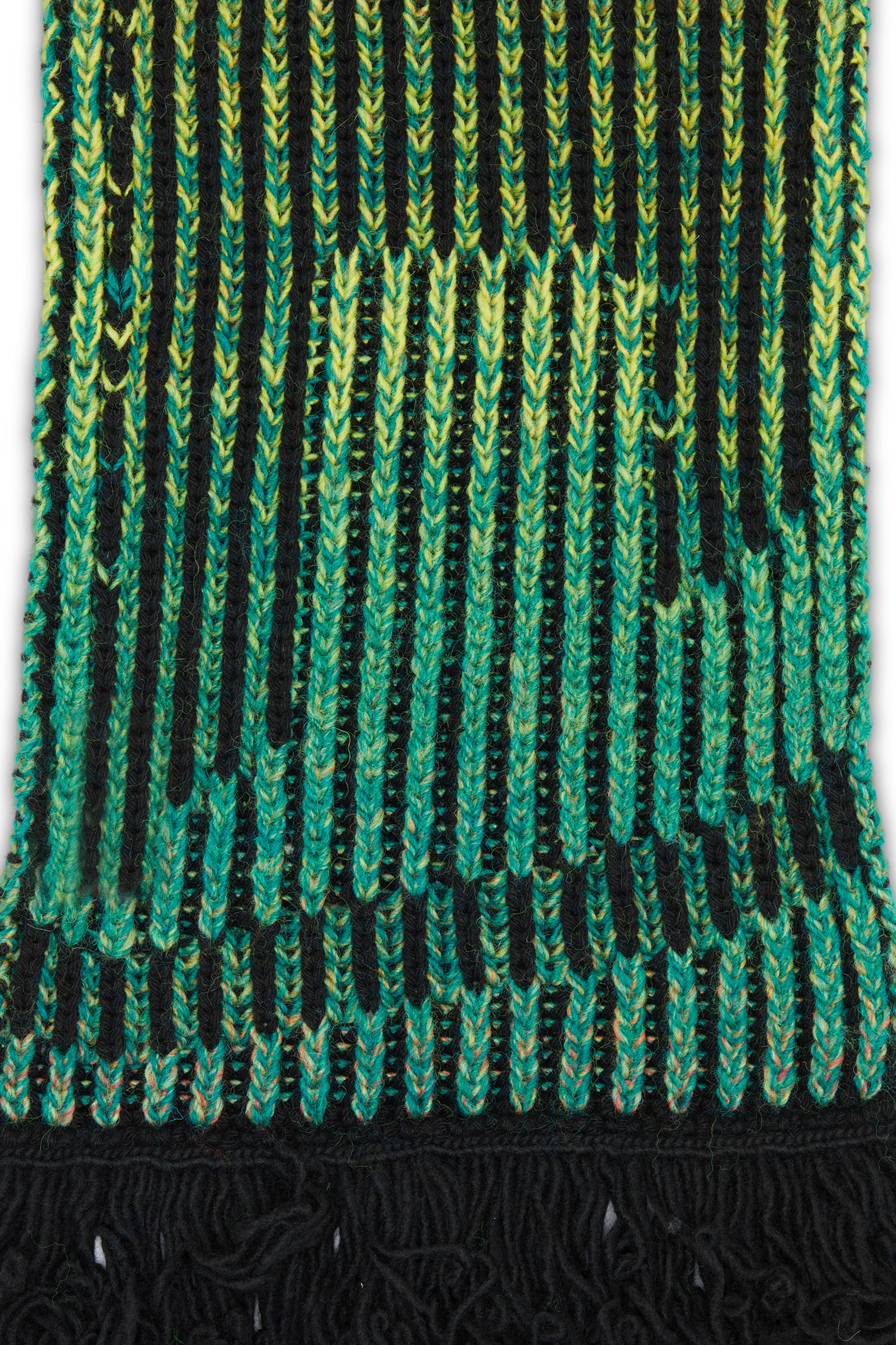 Diesel - K-SHADY, Unisex's Ribbed scarf with dégradé neon stripes in Green/Black - 4