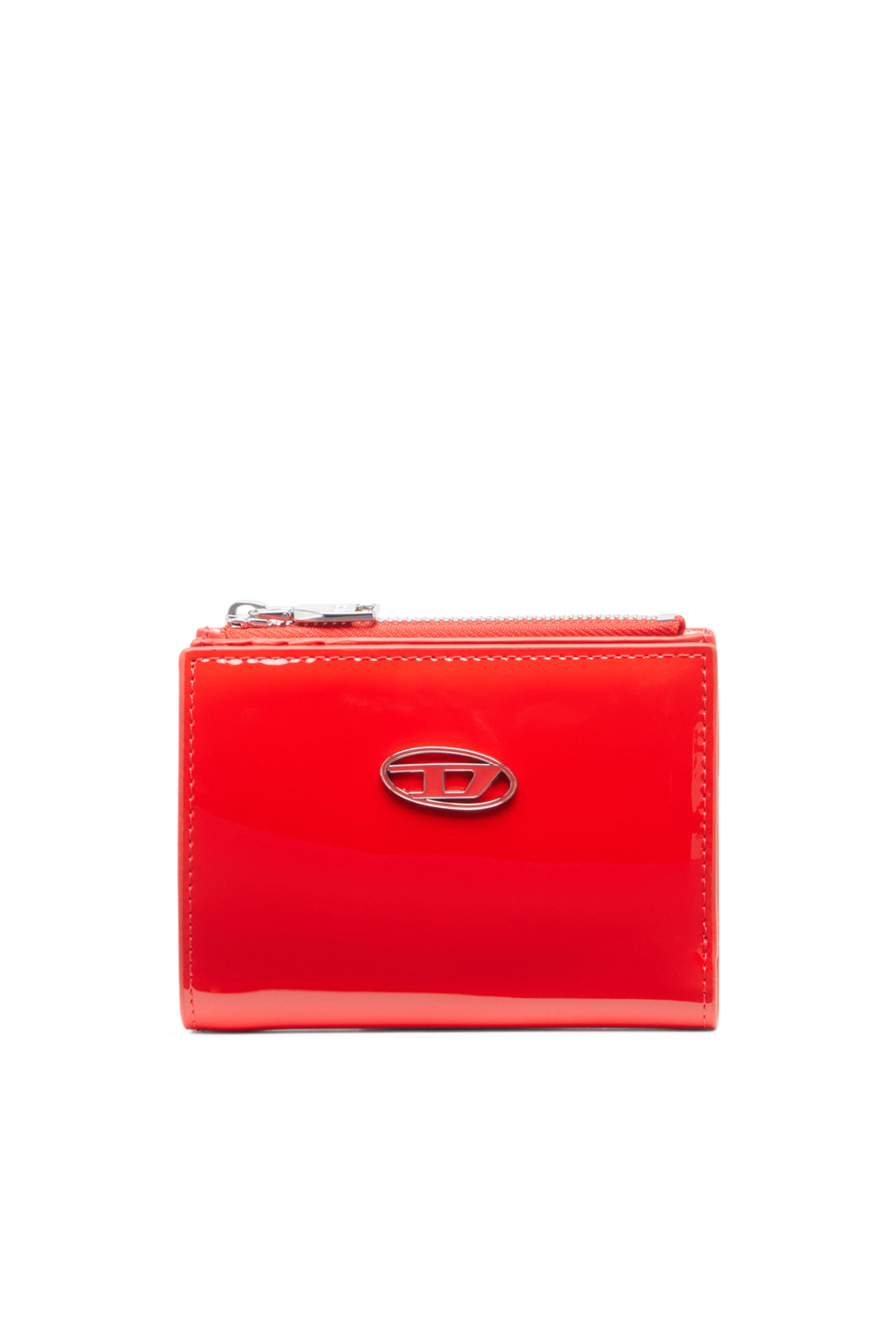 Diesel - PLAY BI-FOLD ZIP II, Cartera pequeña de cuero brillante Mujer in Rojo - 1