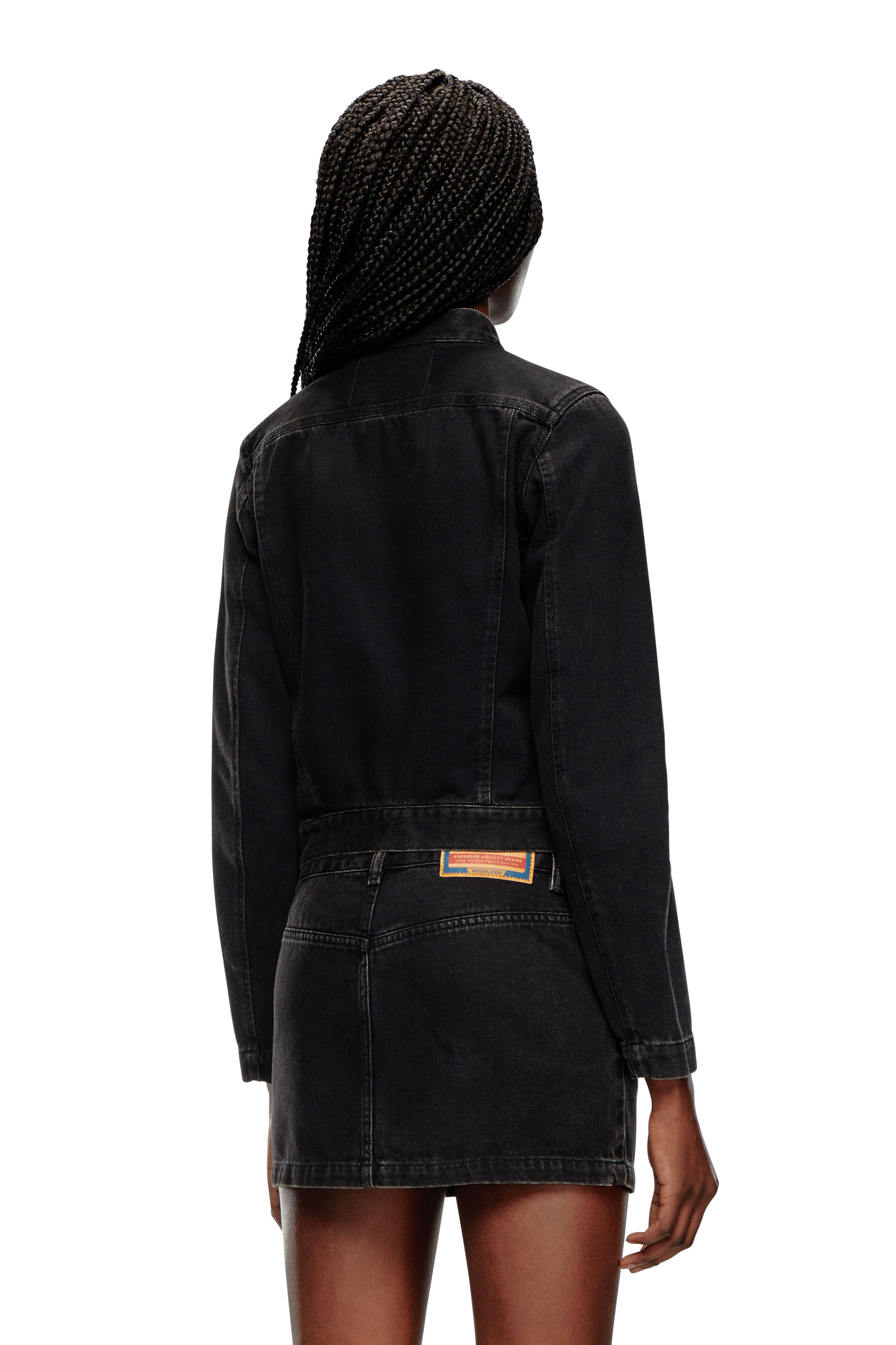 Diesel - DE-MORNIN, Chaqueta motera de denim Mujer in Negro - 3