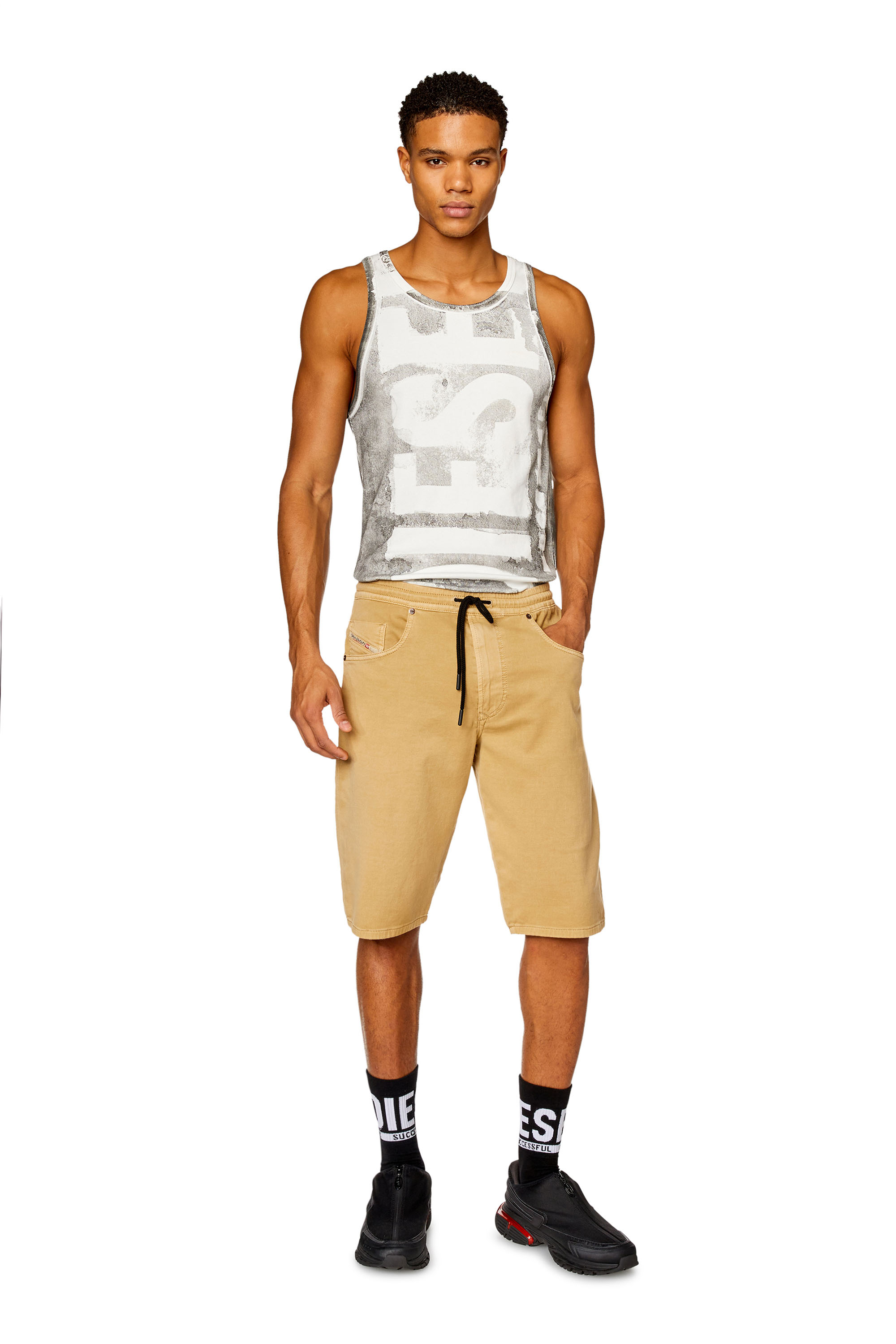 Diesel - 2033 D-KROOLEY-SHORT JOGG, Man's Chino shorts in JoggJeans in Light Brown - 2