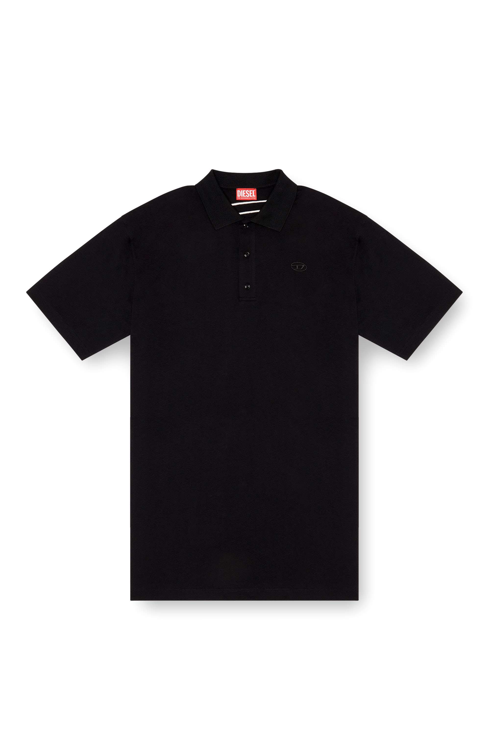 Diesel - T-VORT-MEGOVAL-D, Man's Polo shirt with maxi oval D embroidery in Black - 4