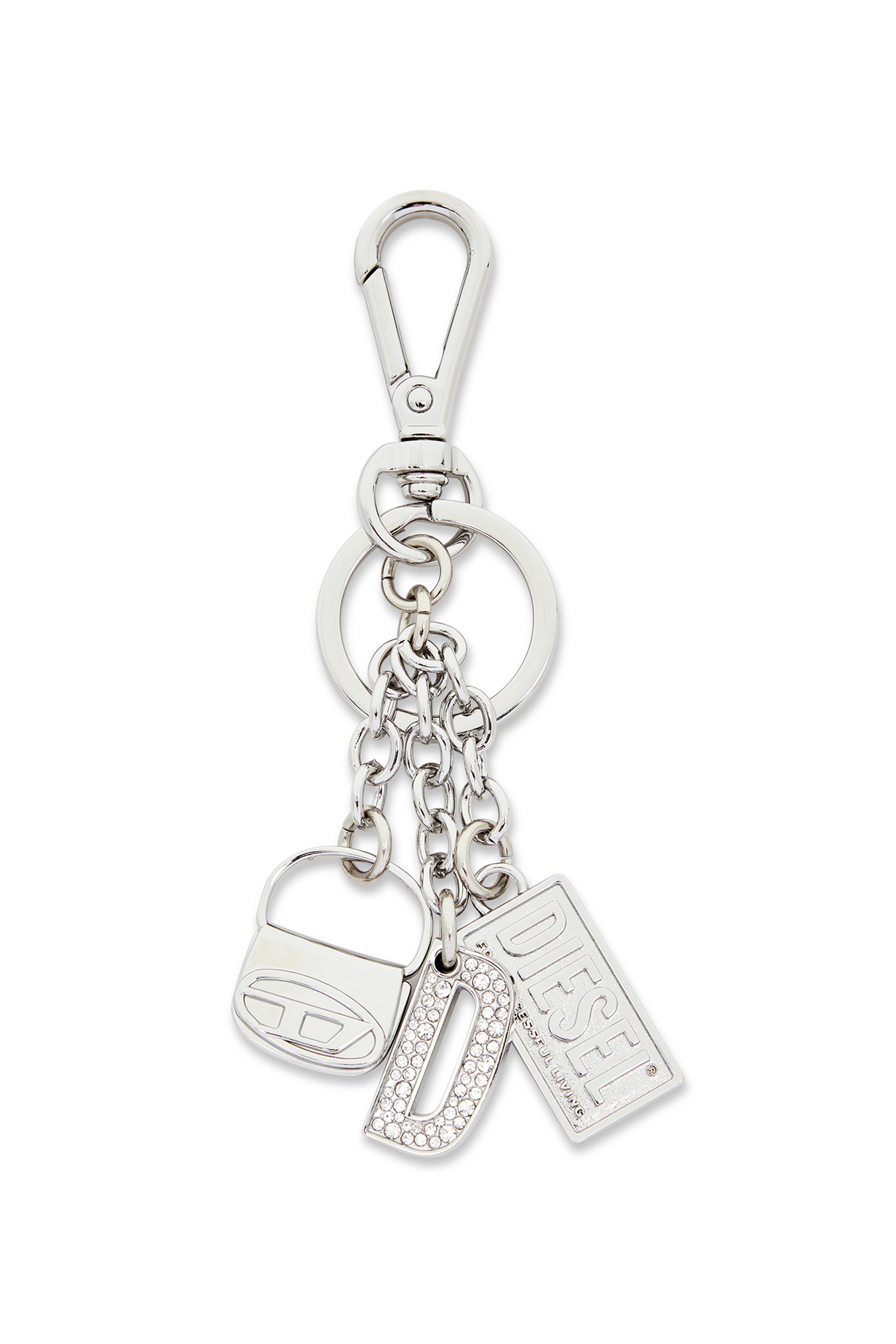 Diesel - 1DR KEY MULTICHARM, Llavero de metal con colgantes con el logotipo Mujer in Plateado - 1