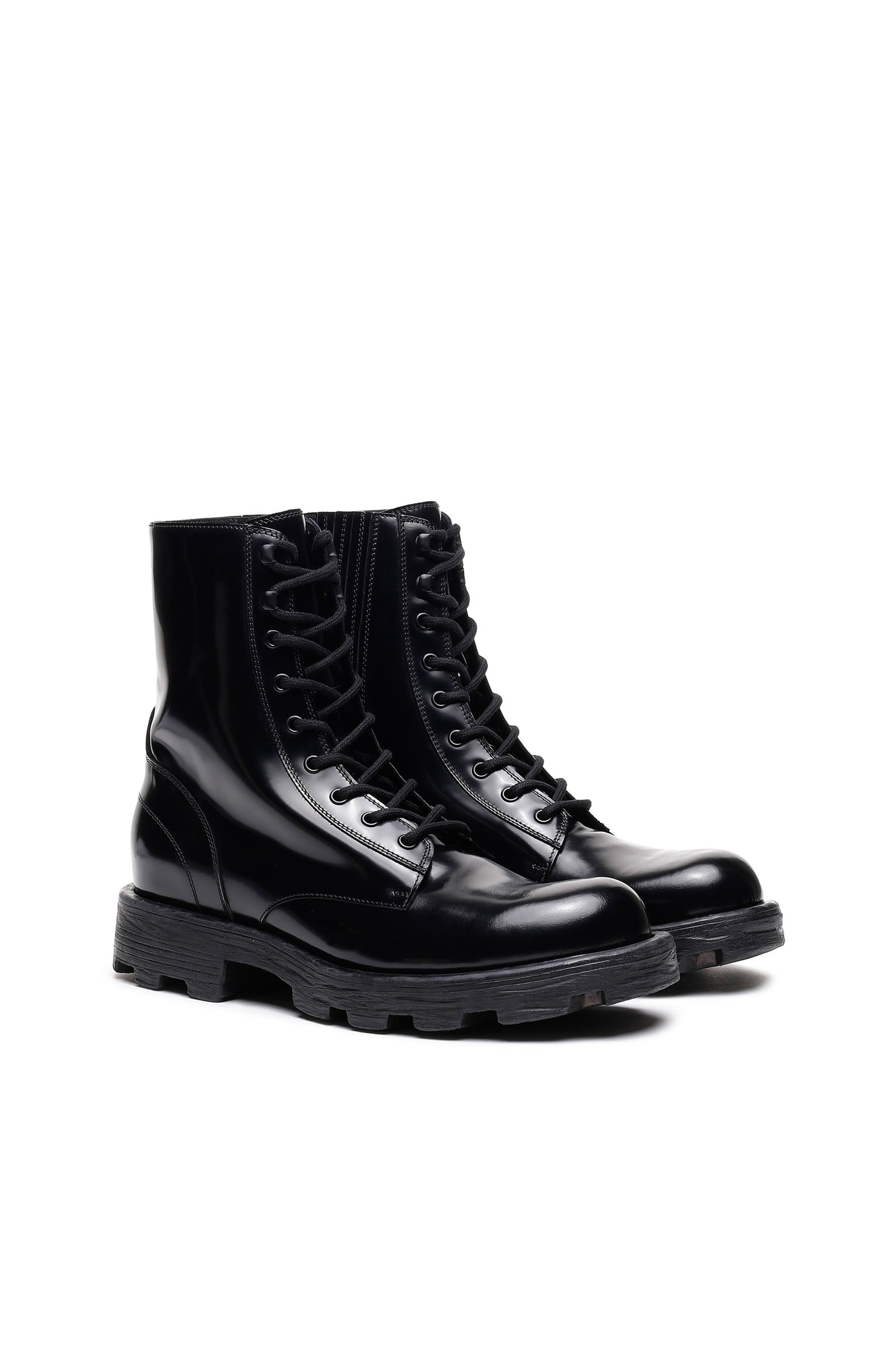 Diesel - D-HAMMER BT, Man's D-Hammer-Combat boots in glossed leather in Black - 2