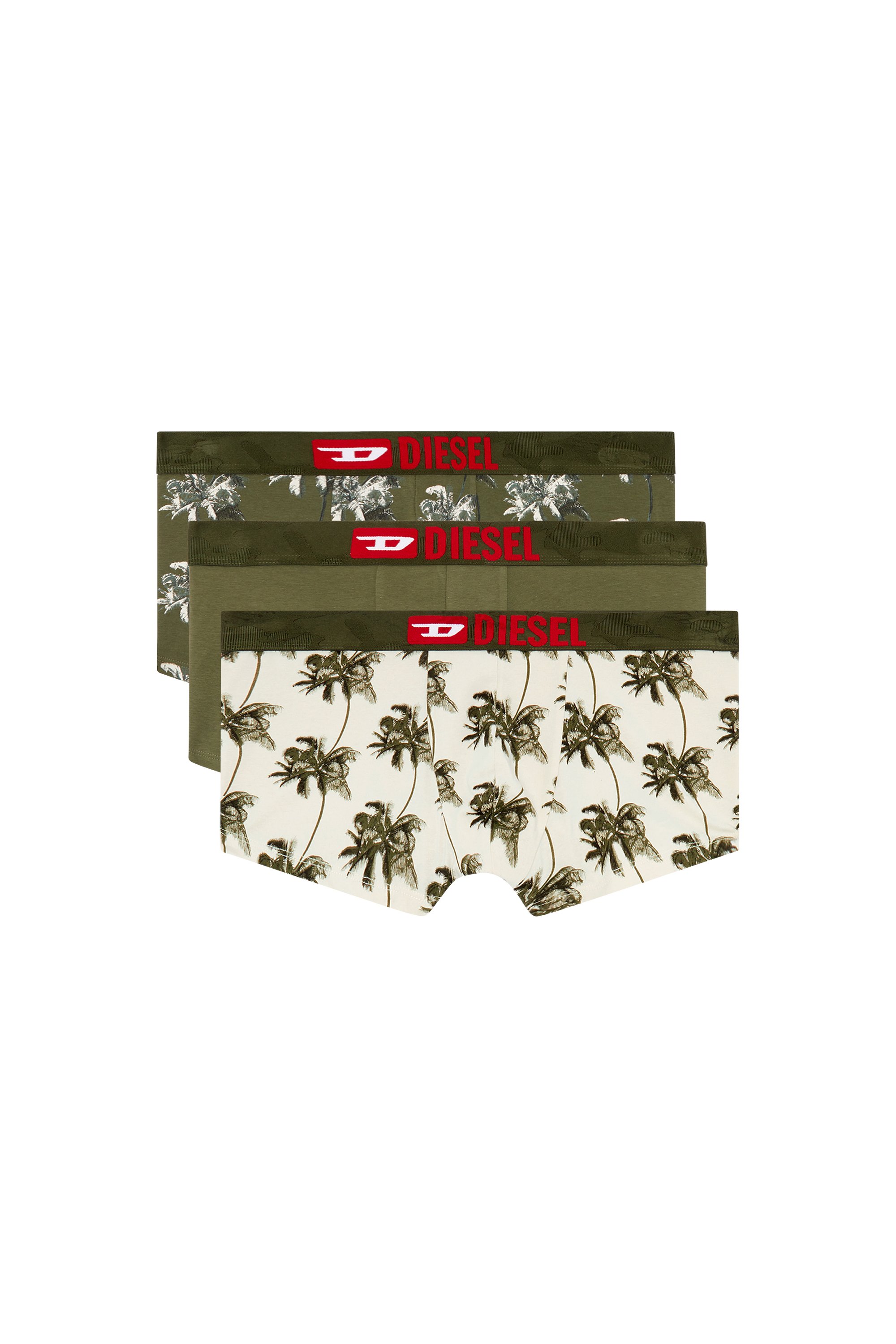 Diesel - UMBX-DAMIENTHREEPACK, Man's Three-pack palm-tree boxer briefs in Military Green - 1