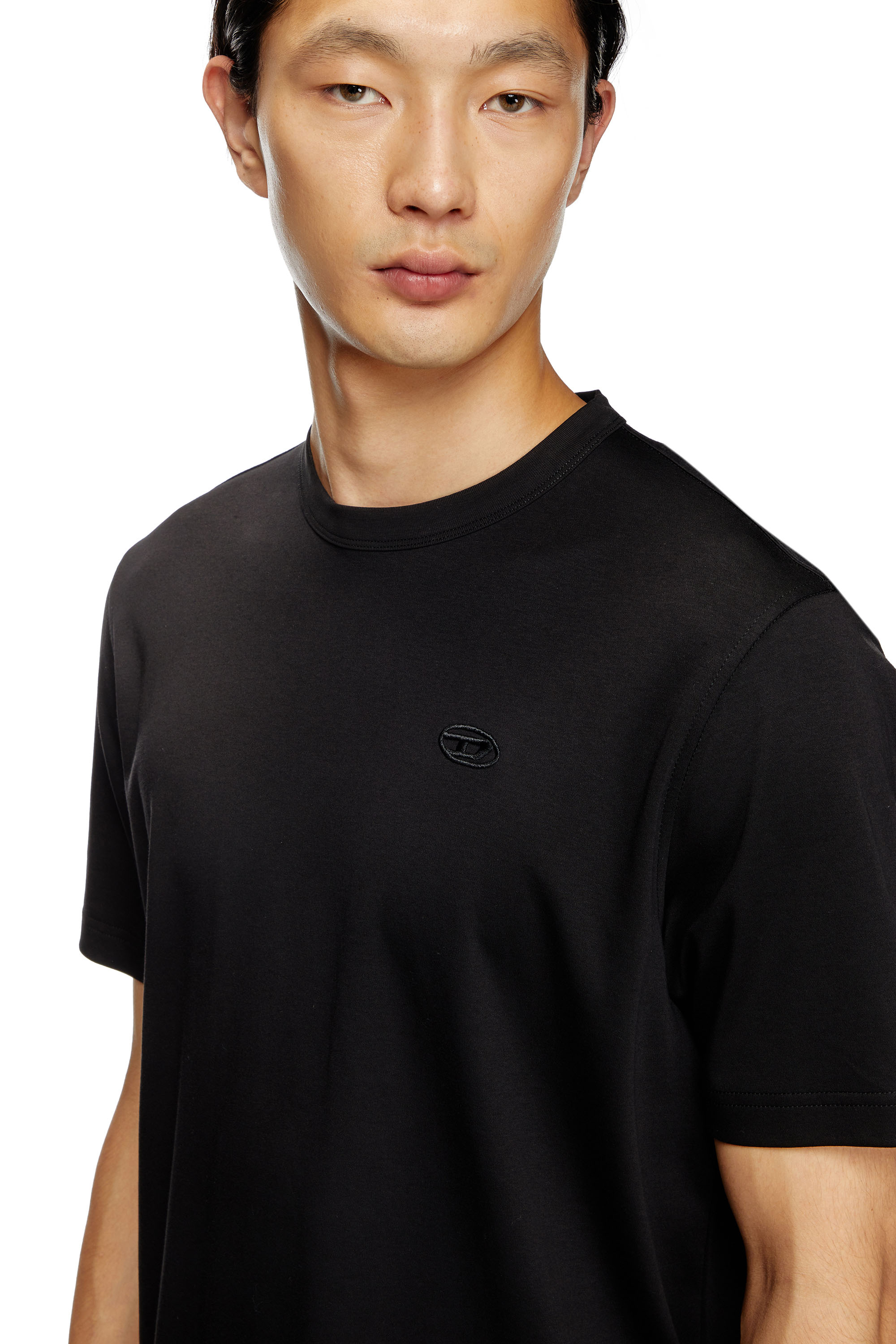 Diesel - T-ADJUST-SLITS-R17, Man's T-shirt with tonal logo embroidery in Black - 4