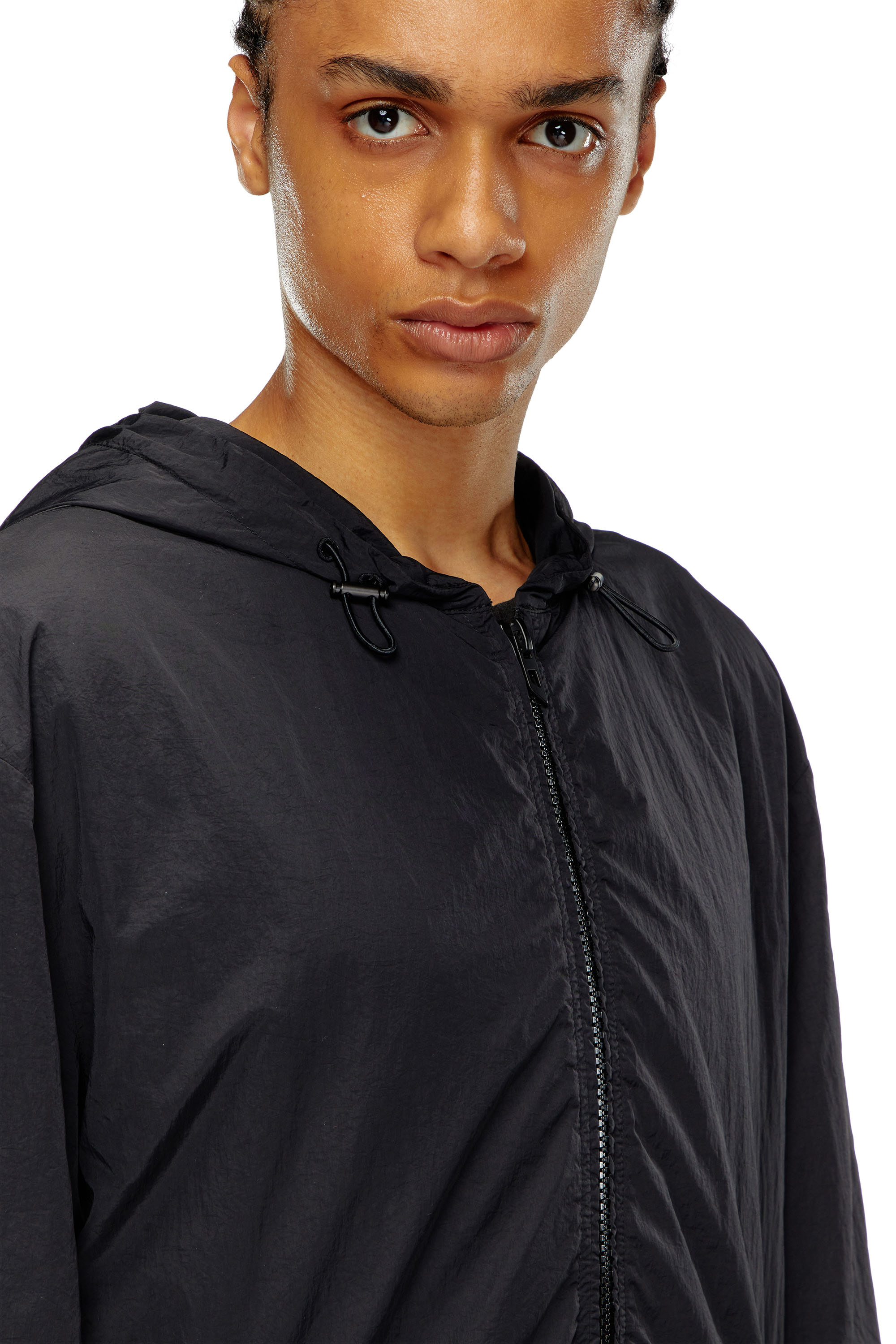 Diesel - J-POST, Man's Windbreaker in recycled shell in Black - 4