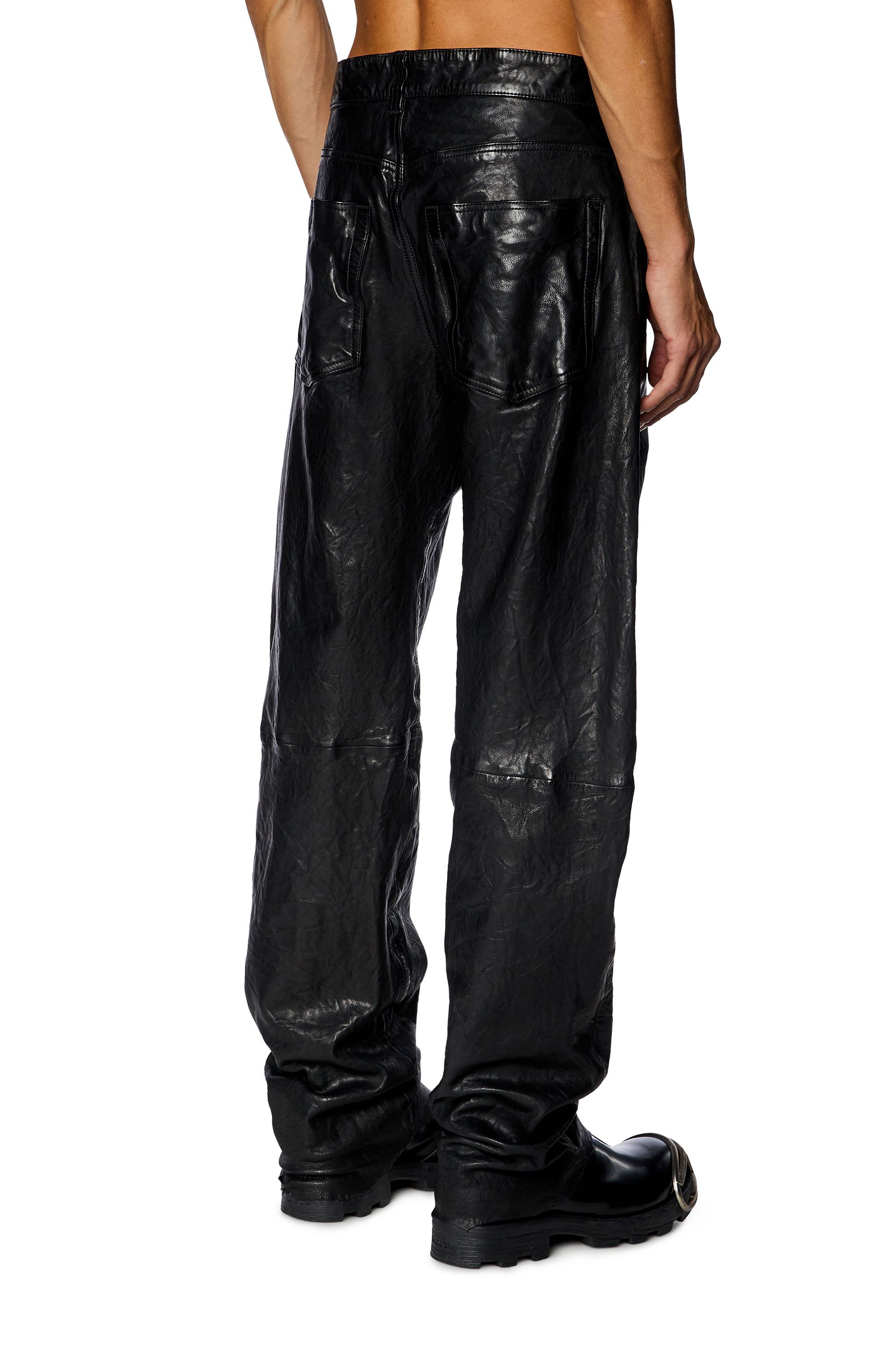 Diesel - P-MACS-LTH, Man's Textured waxed-leather pants in Black - 2