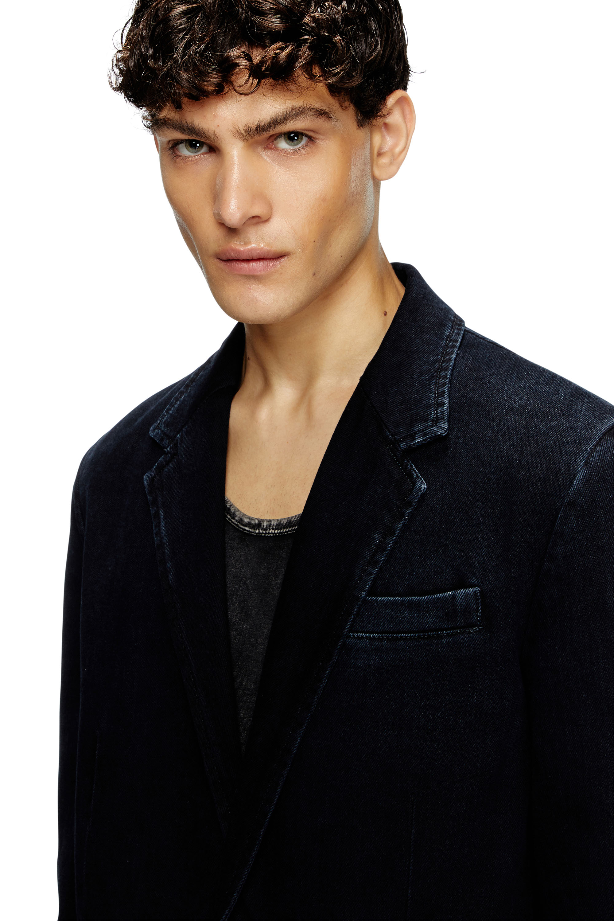 Diesel - D-REGER-D, Blazer en denim rayado Unisex in Azul marino - 4