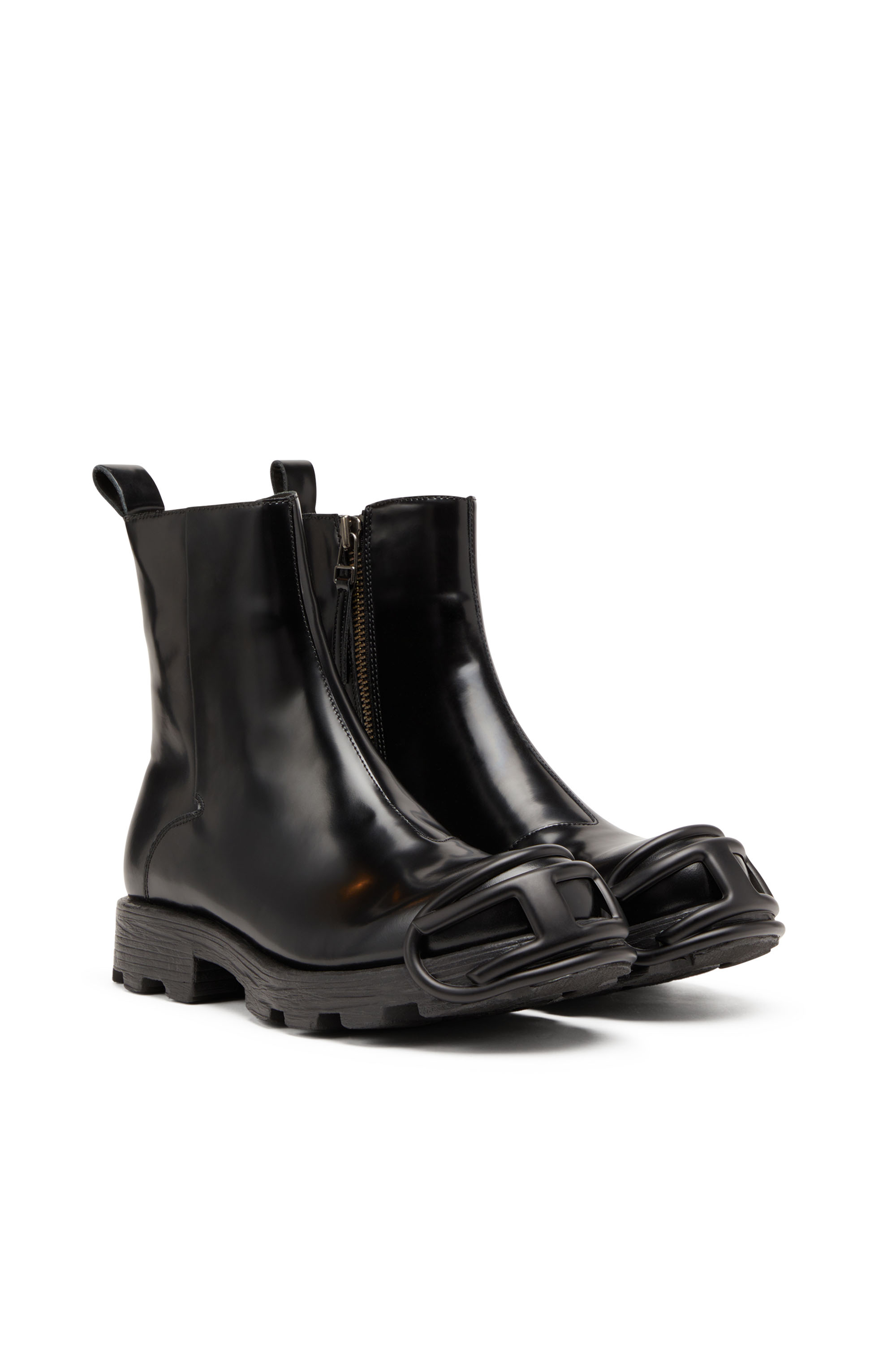 Diesel - D-HAMMER BT ZIP D, D-Hammer-Botines Chelsea de cuero con punteras Oval D Hombre in Negro - 2