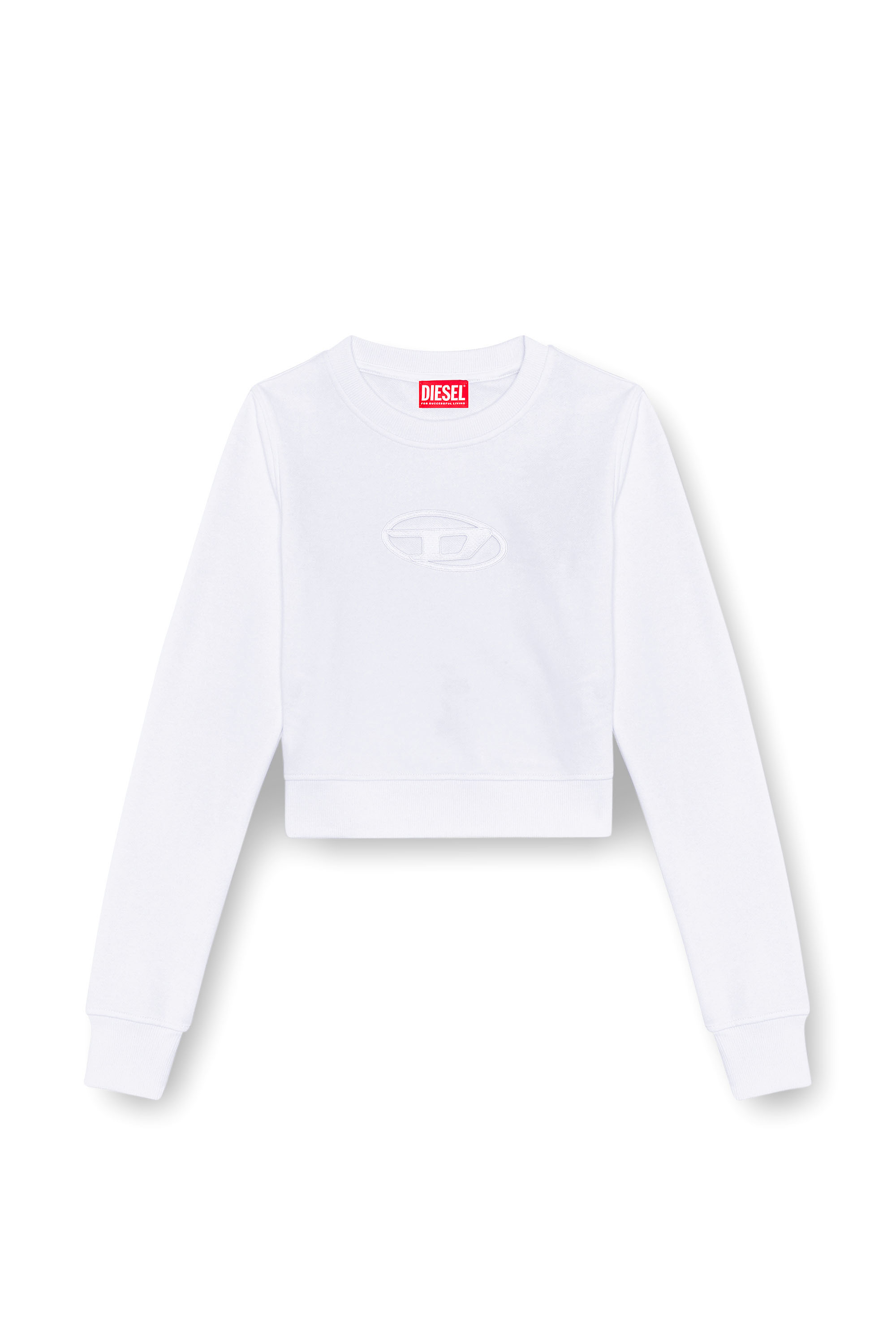 Diesel - F-SLIMMY-OD, Woman's Cropped sweatshirt with cut-out logo in White - 4