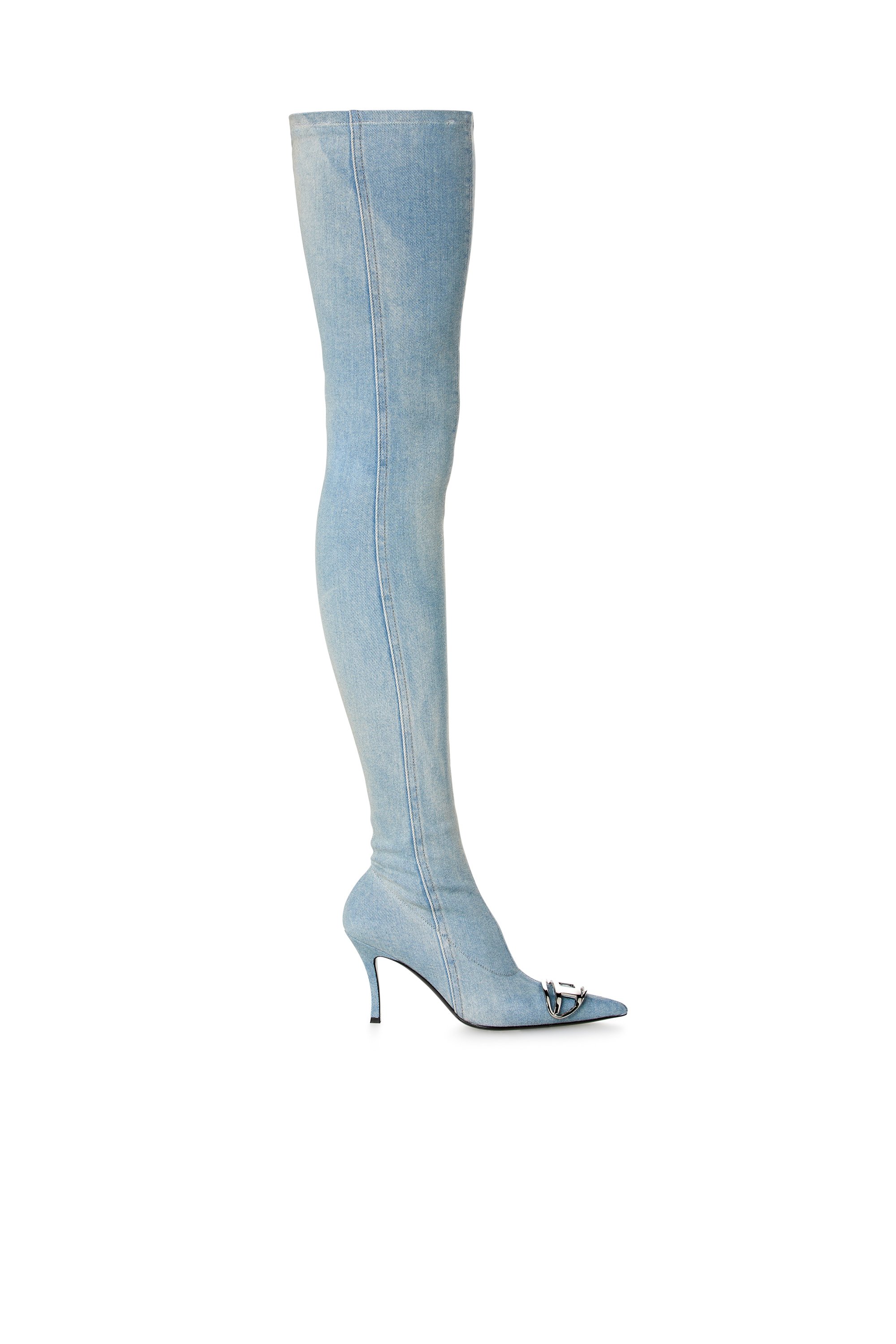 Diesel - D-VENUS TBT D, D-Venus-Botas por encima de la rodilla en denim desteñido Mujer in Azul marino - 1