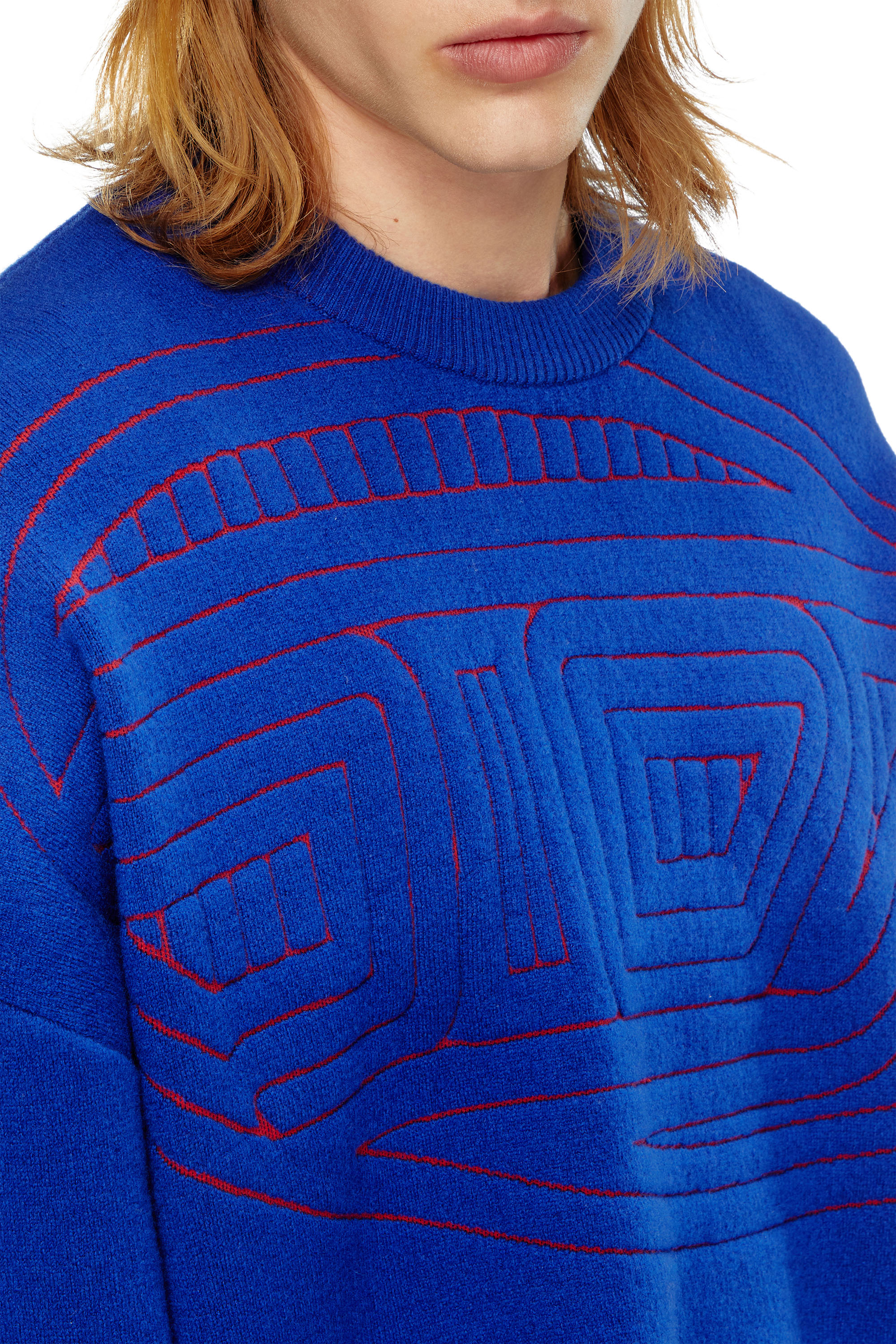 Diesel - K-RATIO, Man's Wool-blend jumper with graphic logo in Blue - 4