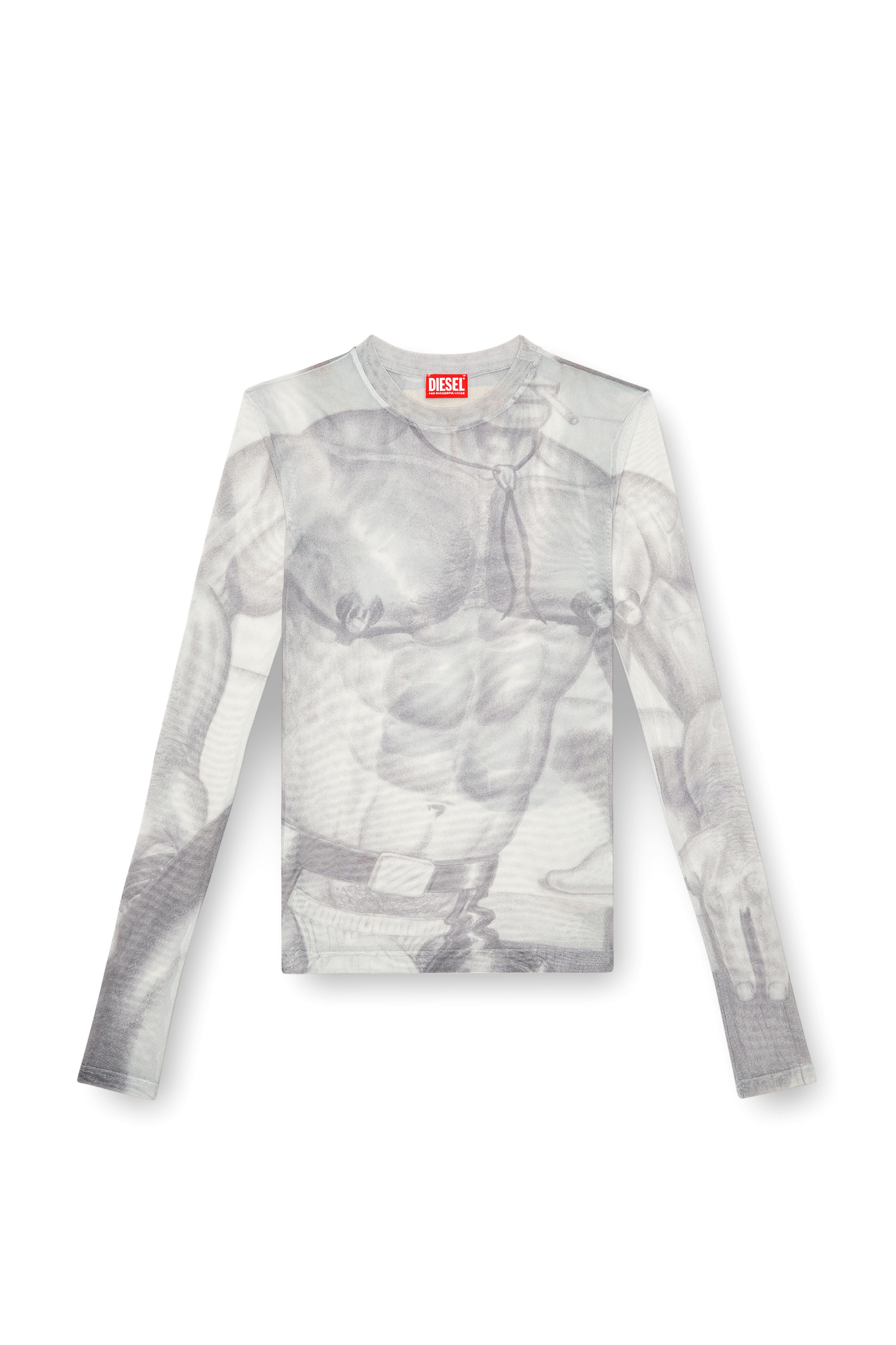 Diesel - PR-T-SIELAR-HUN, Top de malla con estampado all-over Unisex in Blanco - 6