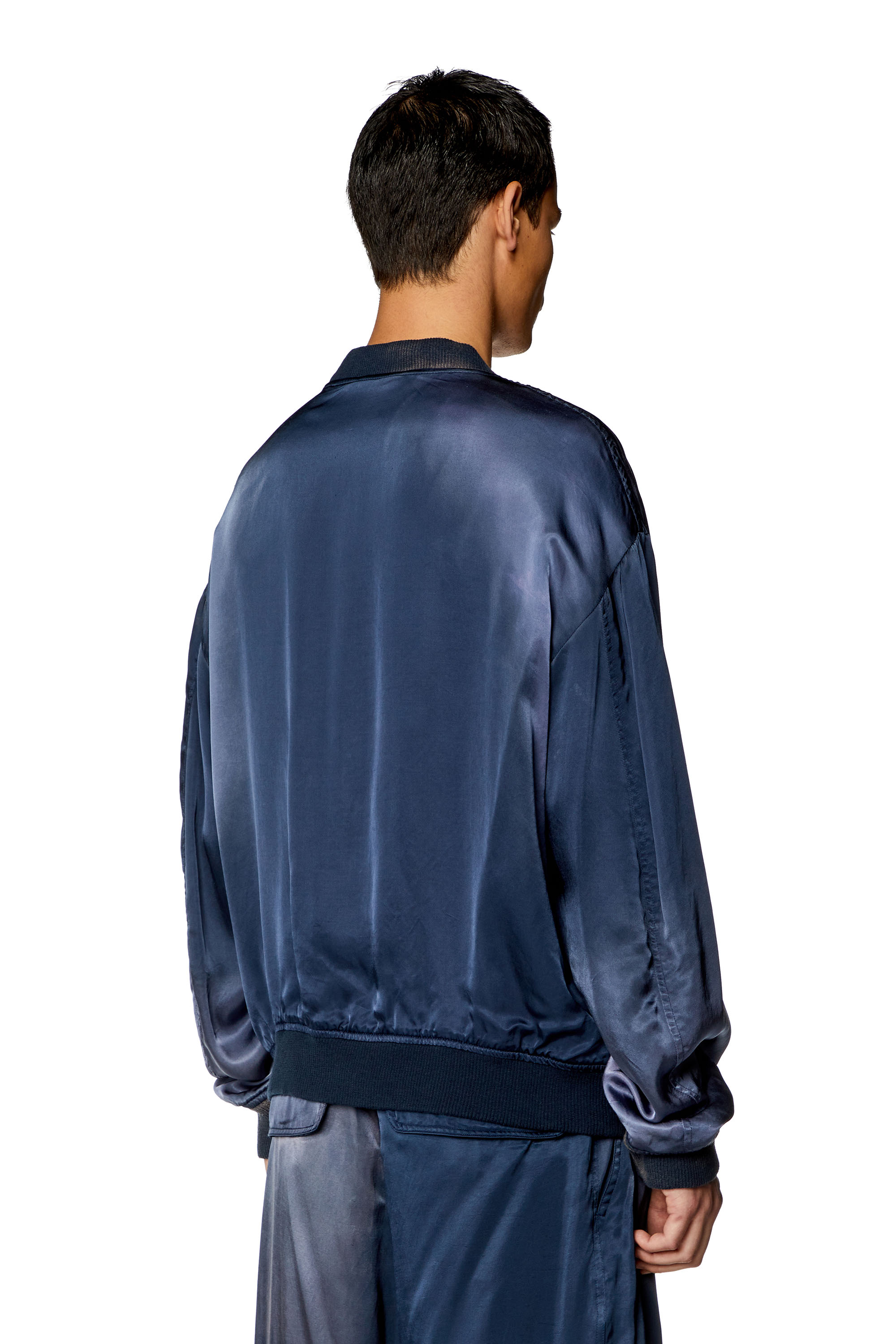 Diesel - J-MARTEX, Man's Satin bomber jacket with faded effect in Blue - 3