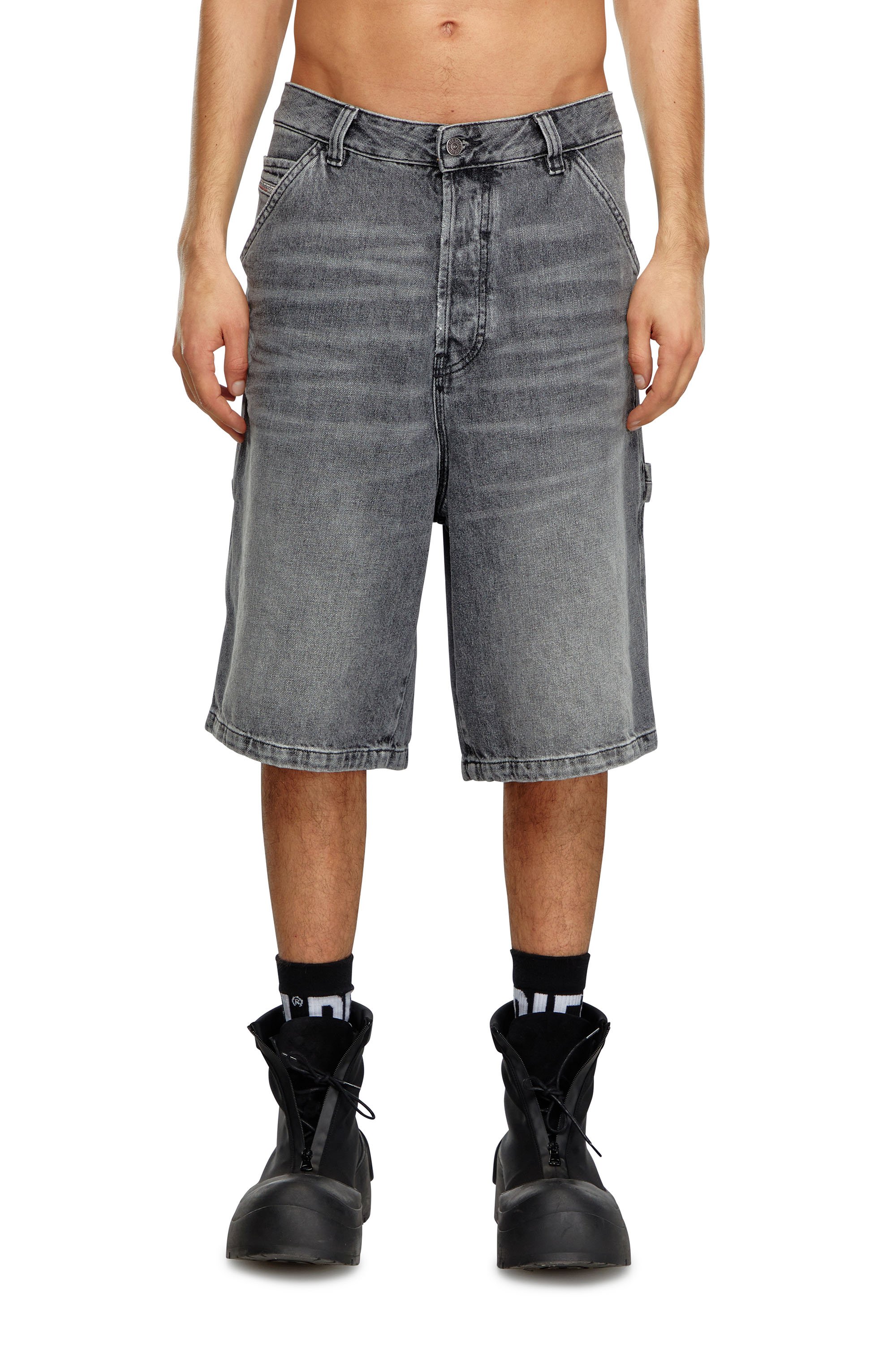 Diesel - D-LIVERY-SHORT, Man's Hemp denim utility shorts in Black - 1