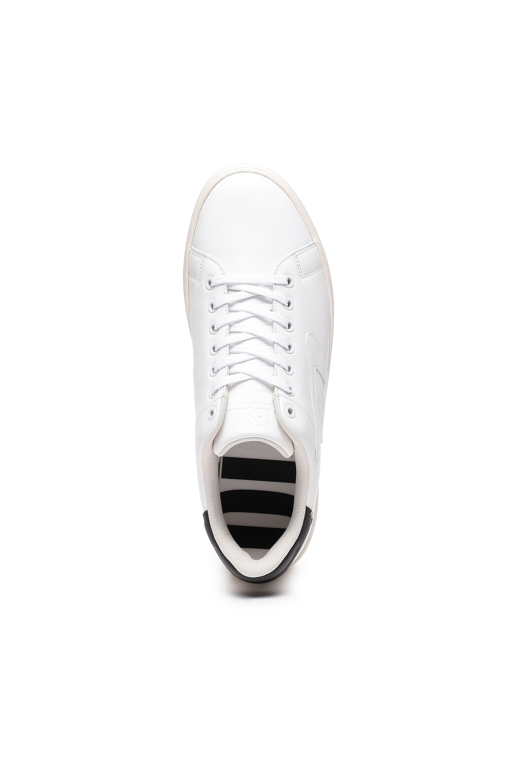 Diesel - S-ATHENE LOW, Man's S-Athene Low-Low-top leather sneakers with D patch in White/Black - 4