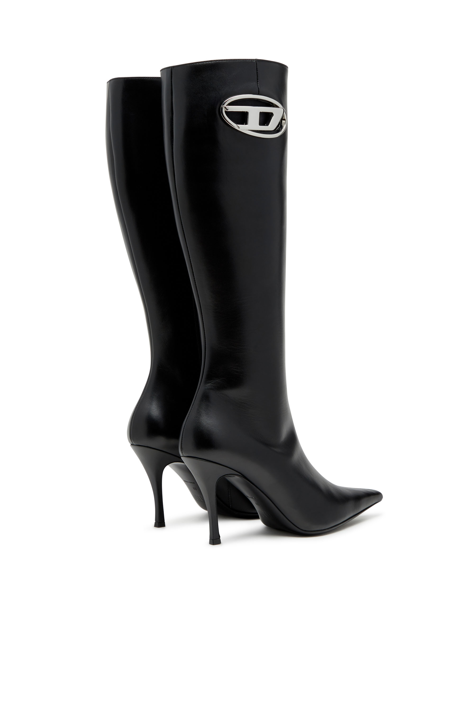 Diesel - D-VENUS HBT, Woman's D-Venus-Leather boots with oval D plaque in Black - 3