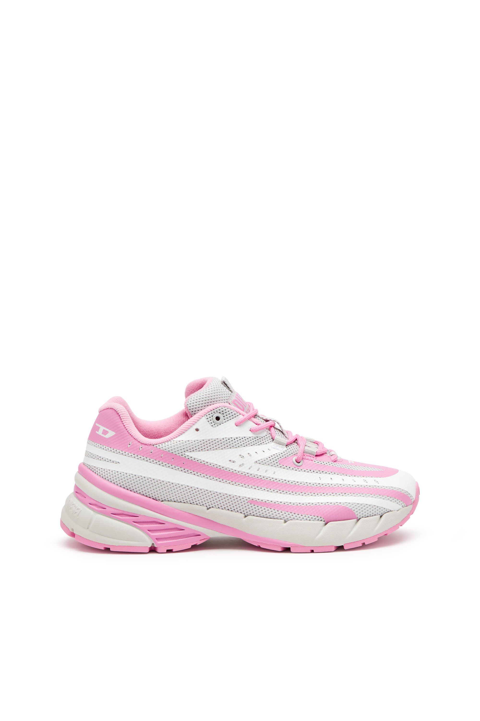 Diesel - D-AIRSPEED LOW W, Woman's D-Airspeed Low-Striped sneakers in coated mesh in Pink/White - 1