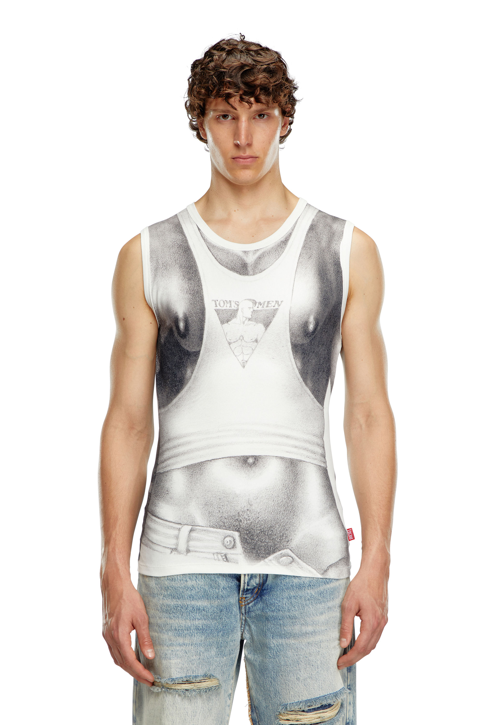 Diesel - PR-T-LIFTY-TOF, Camiseta con tirantes y estampado all-over Unisex in Blanco - 4