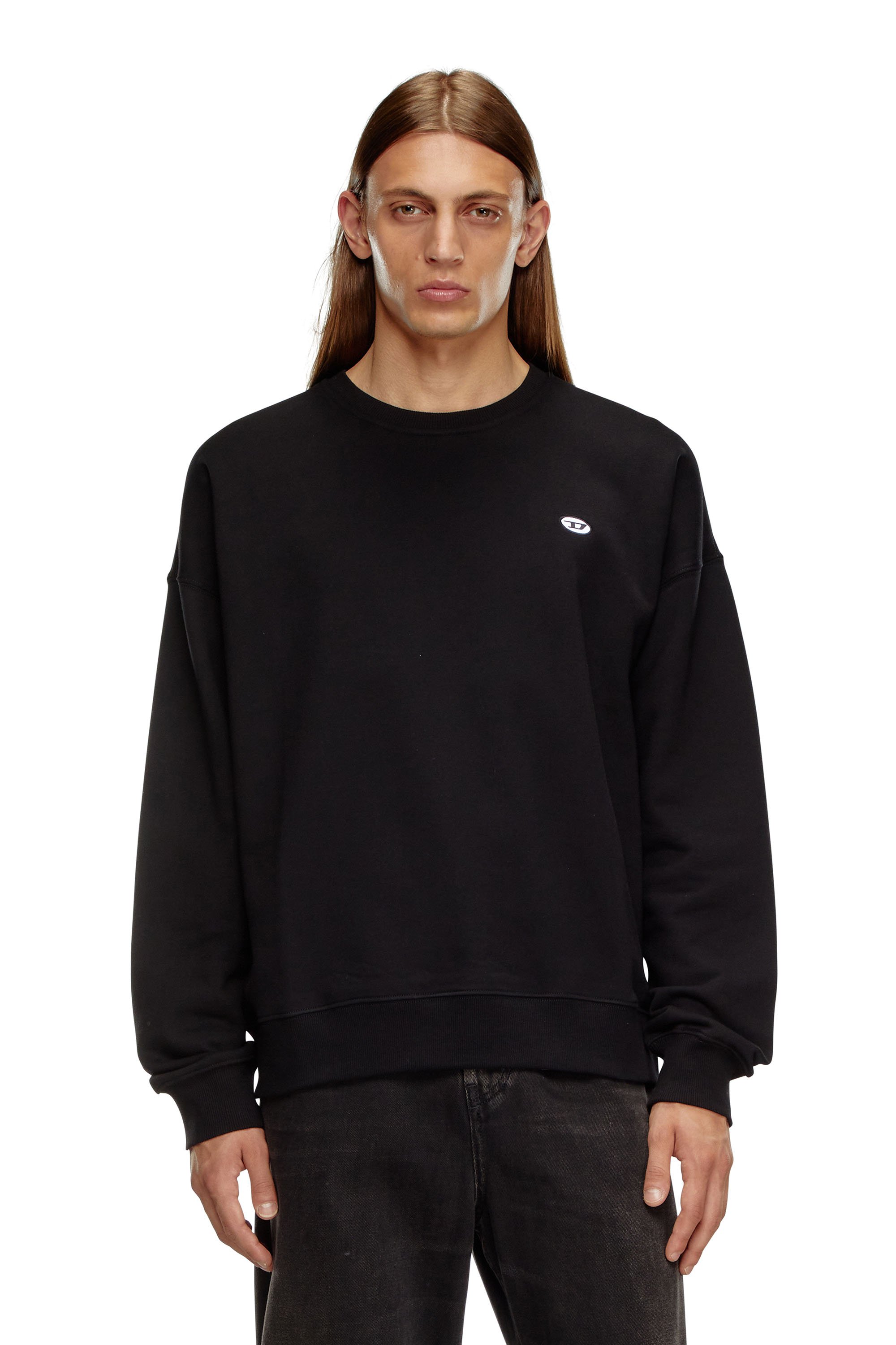 Diesel - S-ROB-DOVAL-PJ, Man's Sweatshirt with oval D patch in Black - 1