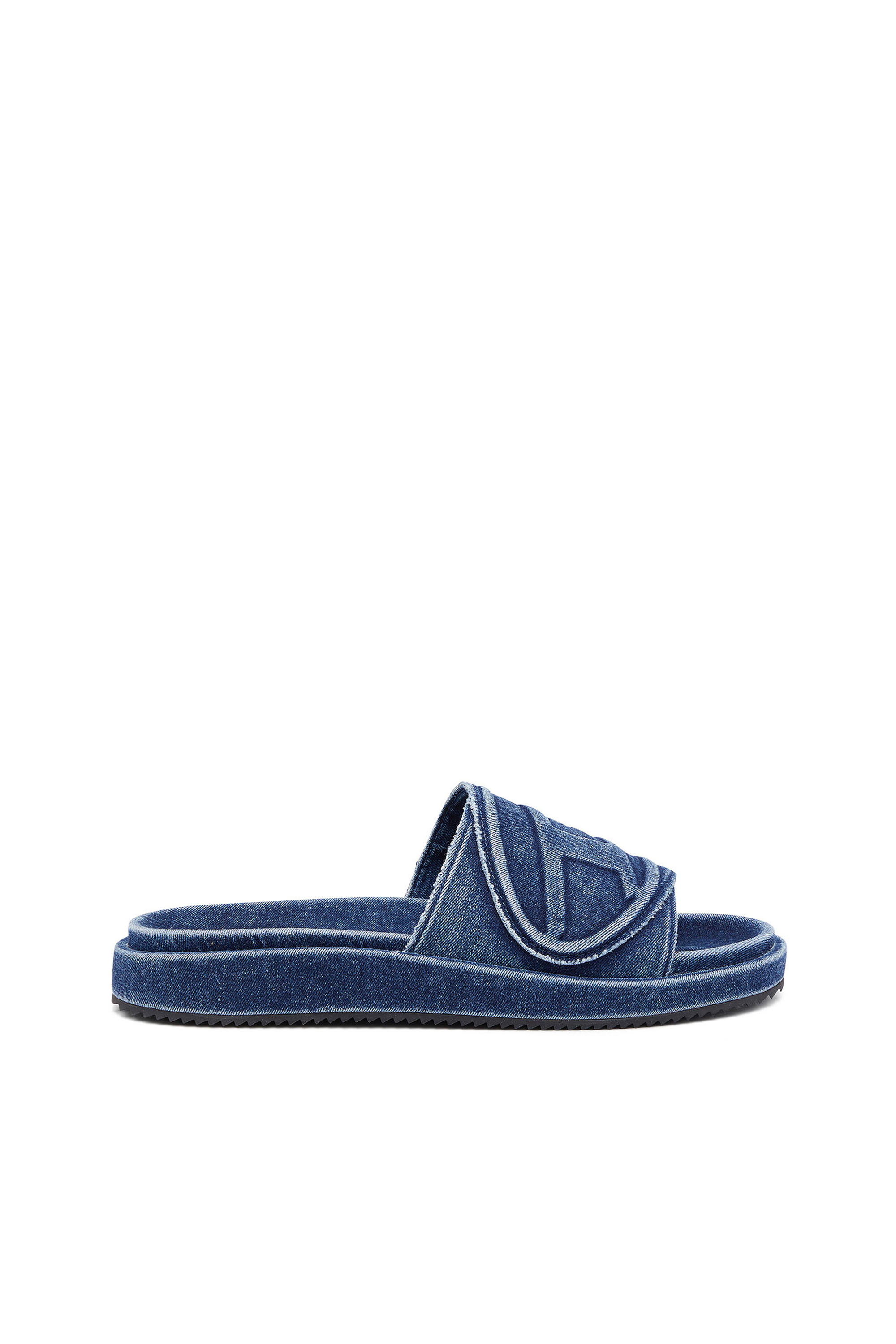 Diesel - SA-SLIDE D OVAL, Sa-Slide D-Chanclas de denim con correa en relieve Unisex in Azul marino - 1