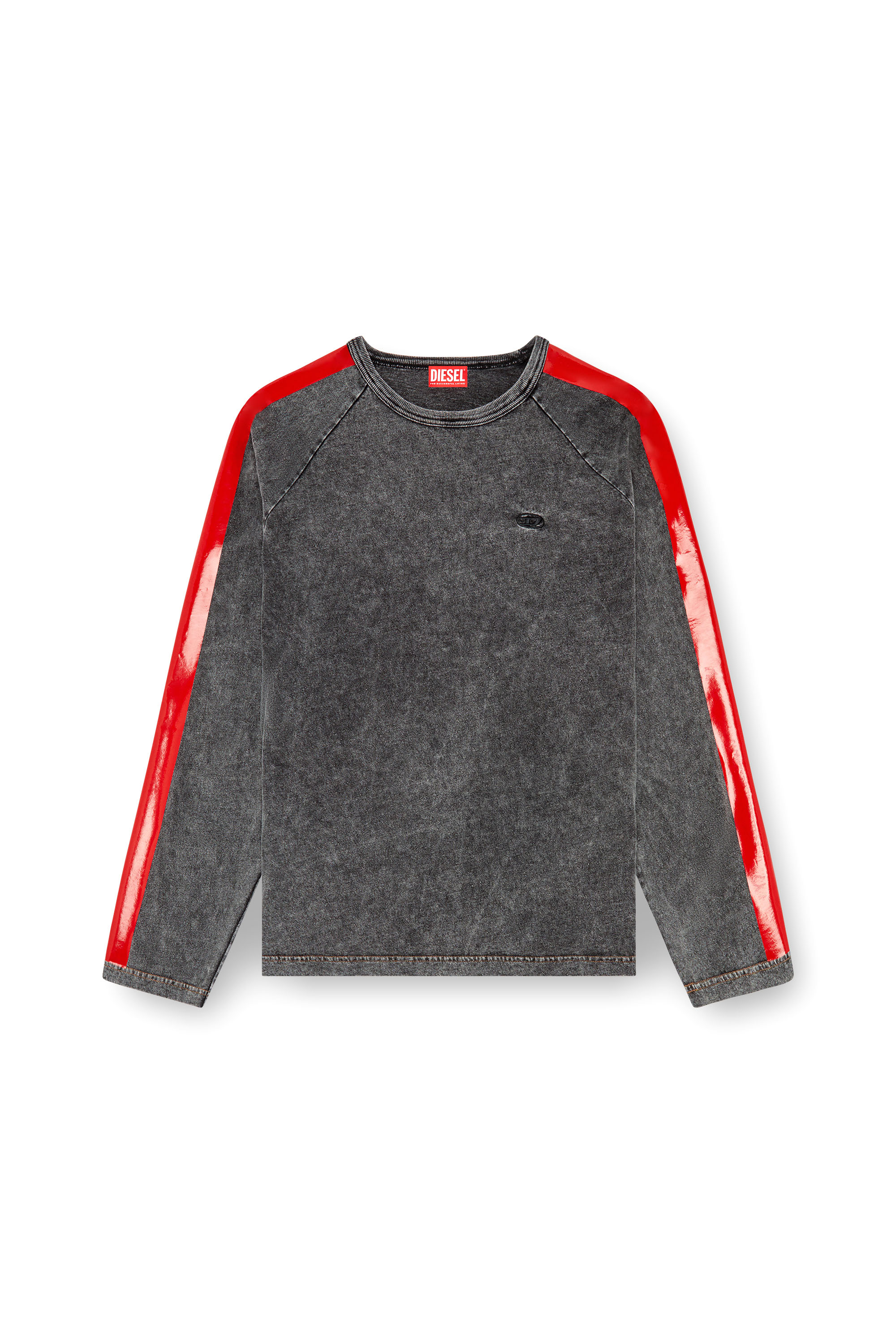 Diesel - T-REDROXT, Man's Long-sleeve T-shirt with glossy bands in Black - 4