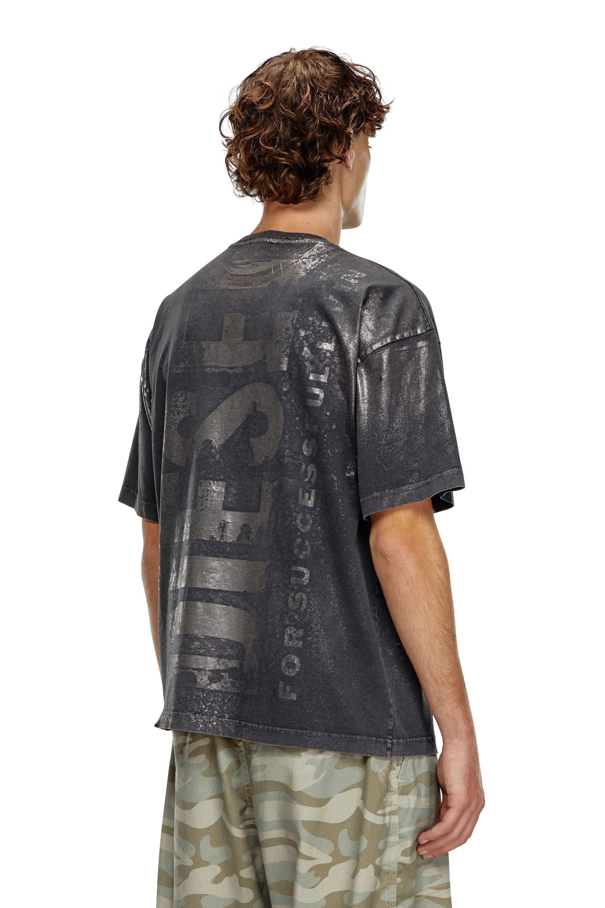 Diesel - T-BOXT-Q23, Man's Logo T-shirt with metallic effects in Black - 2